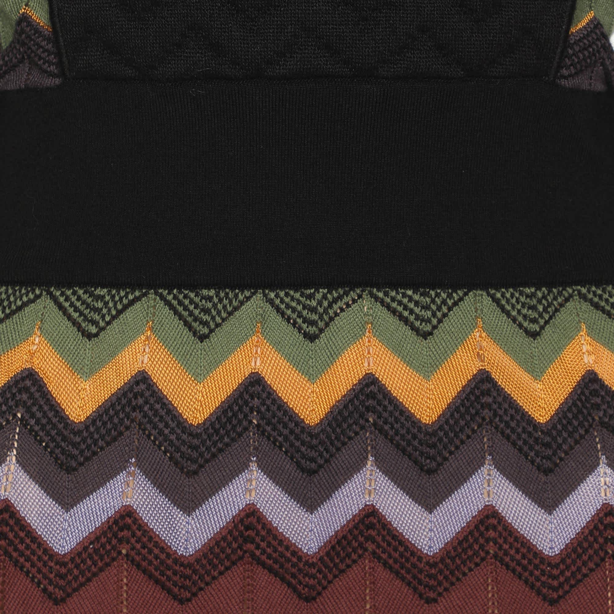 Knit Multicolor Zig Zag Knit Mini Dress