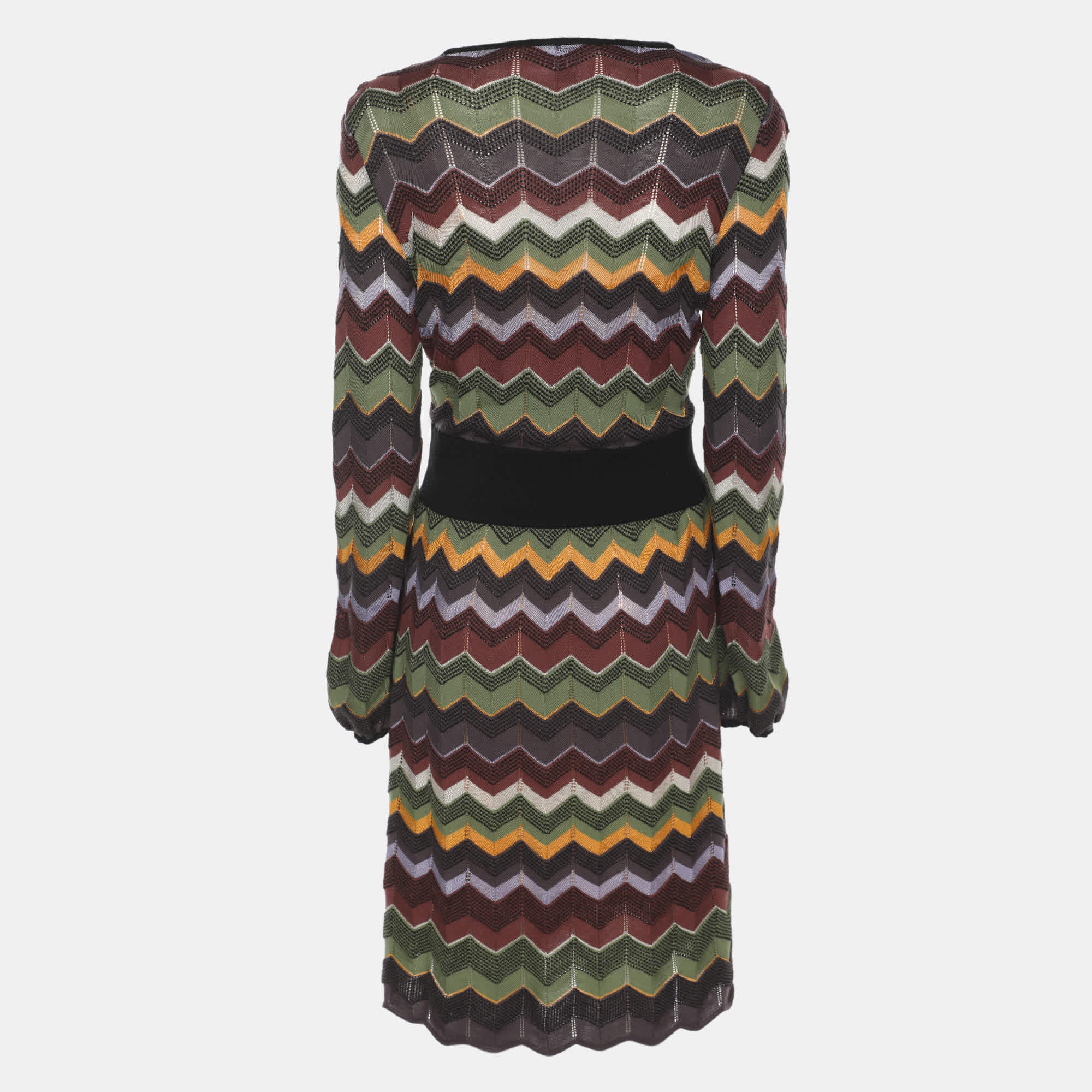 Knit Multicolor Zig Zag Knit Mini Dress