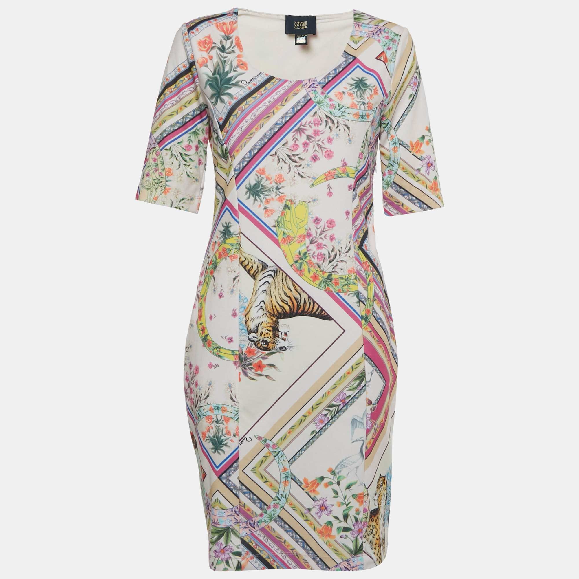Knit Pink Printed Stretch Knit Short Dress