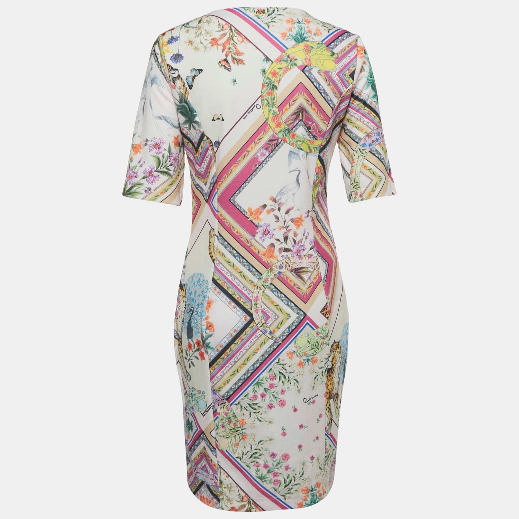 Knit Pink Printed Stretch Knit Short Dress