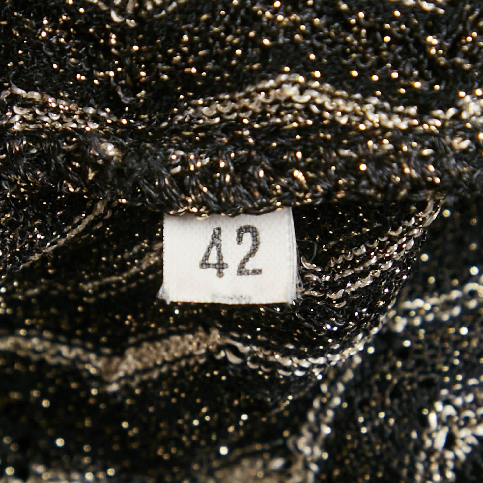 Knit Black Patterned Lurex Knit Mini Dress