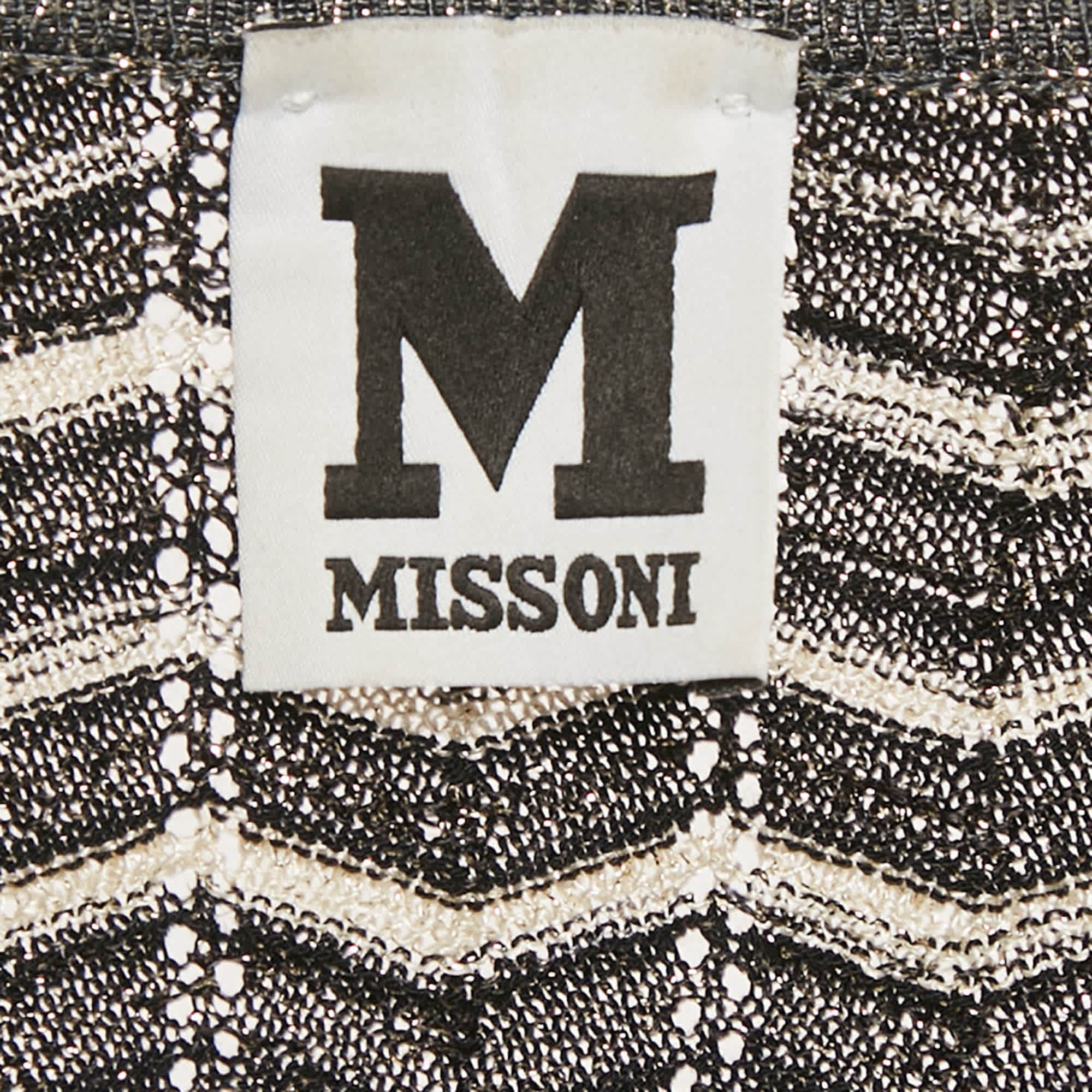 Knit Black Patterned Lurex Knit Mini Dress