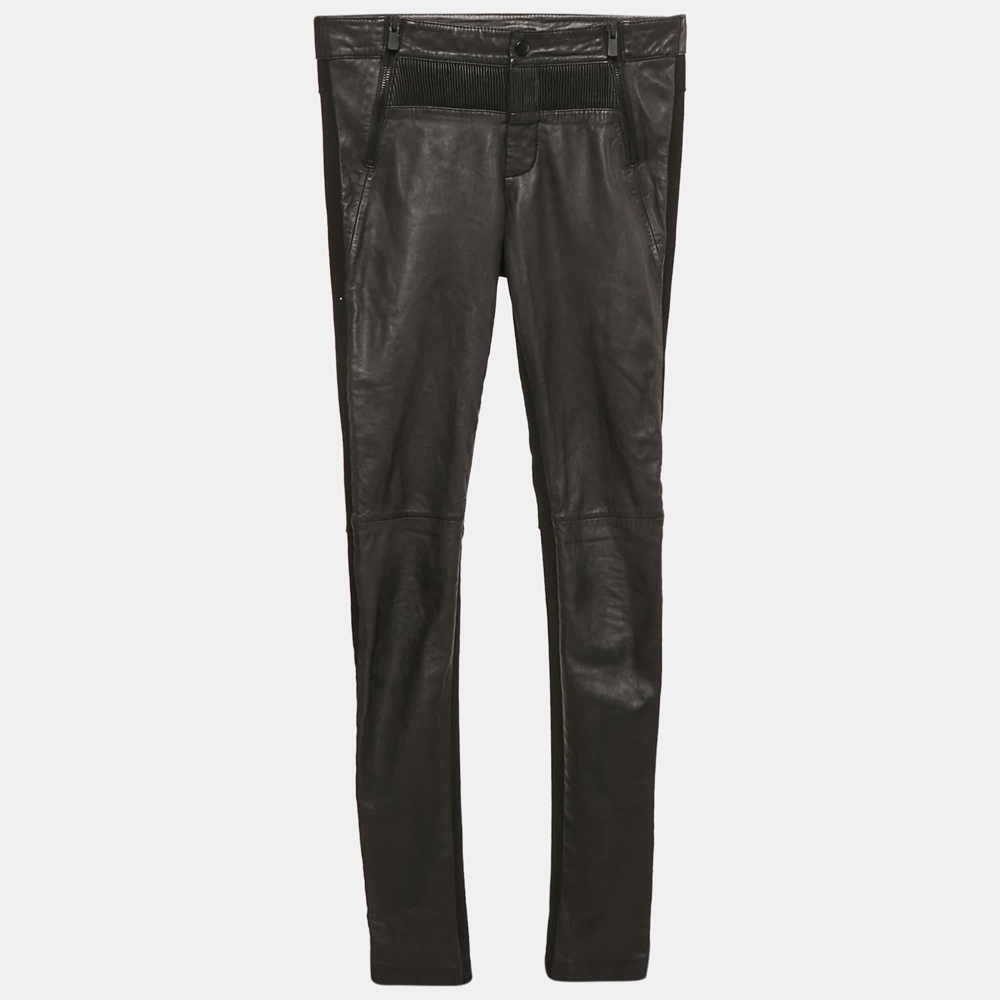 Knit Black Leather And Knit Trousers