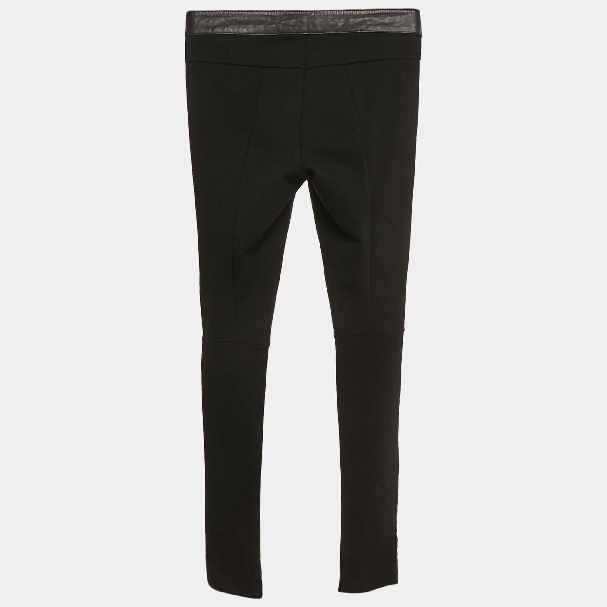Knit Black Leather And Knit Trousers