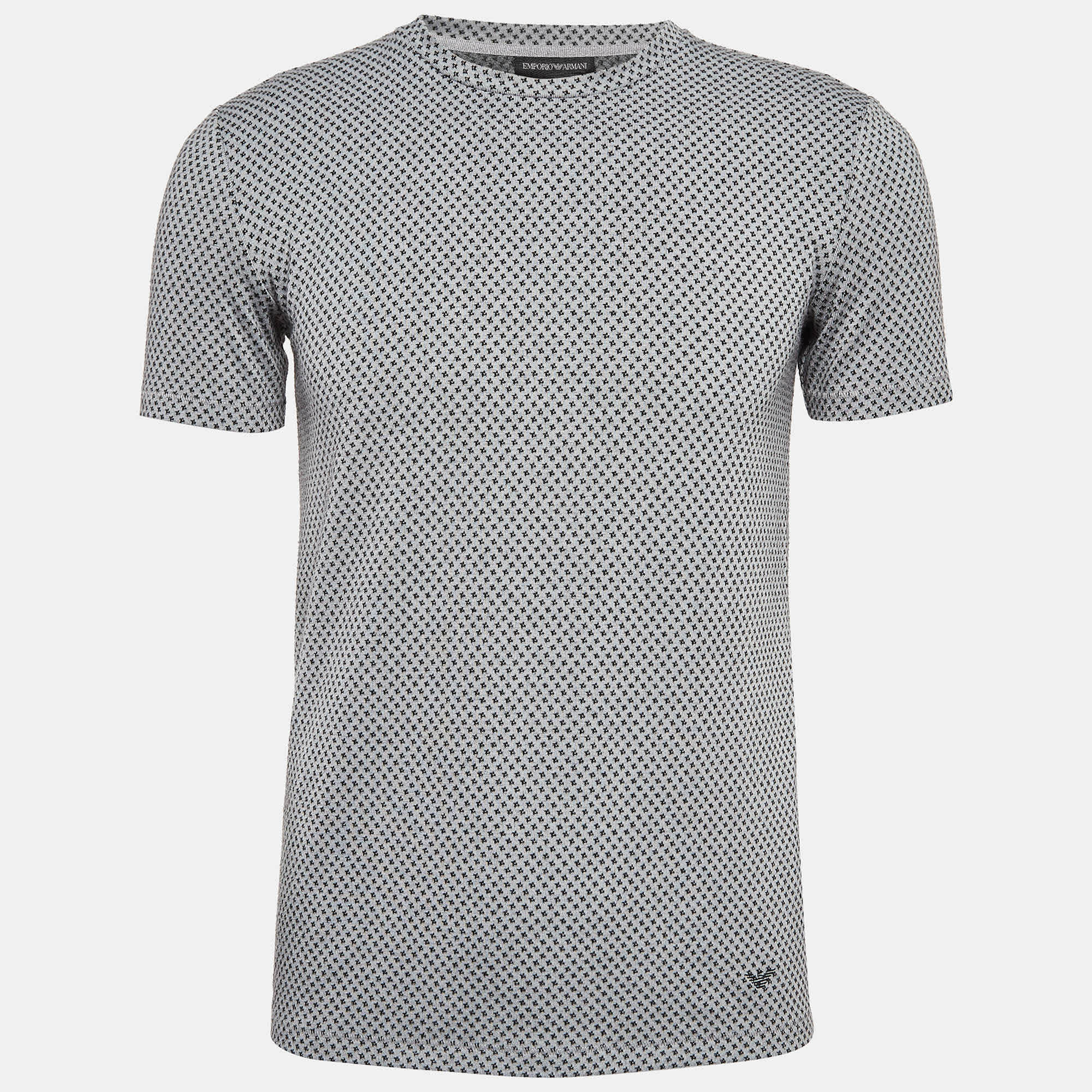 Knit Grey Patterned Knit Crew Neck T - Shirt