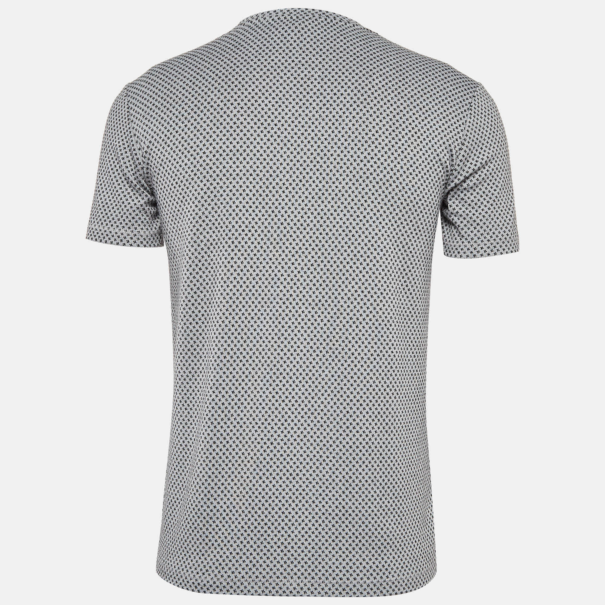 Knit Grey Patterned Knit Crew Neck T - Shirt