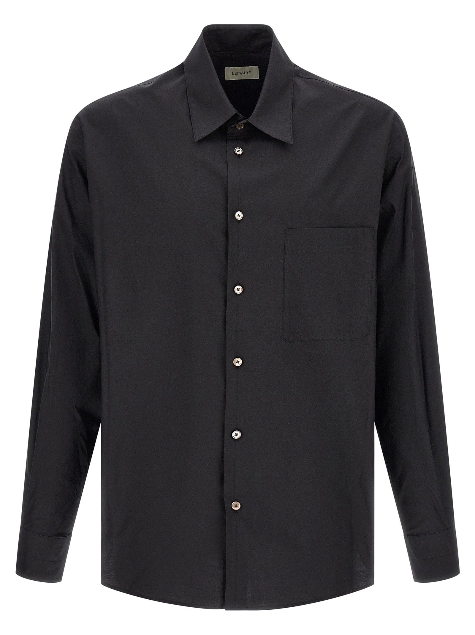Lemaire Cotton and Silk Blend Shirt — Black