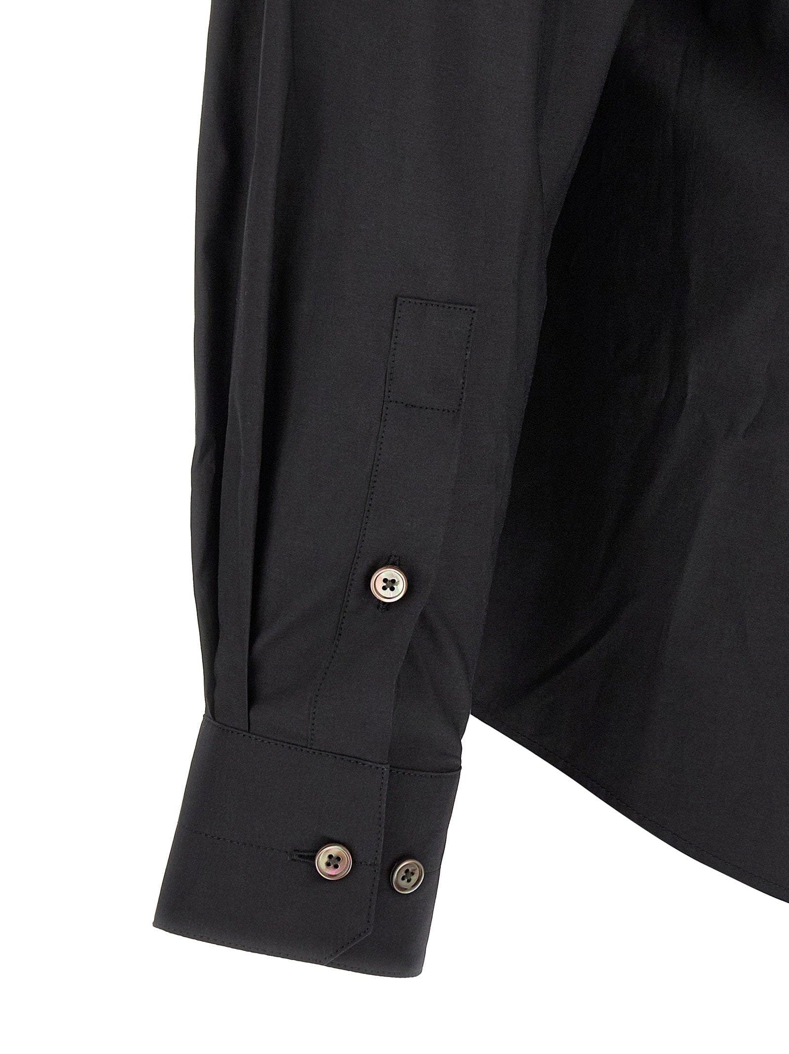 Lemaire Cotton and Silk Blend Shirt — Black