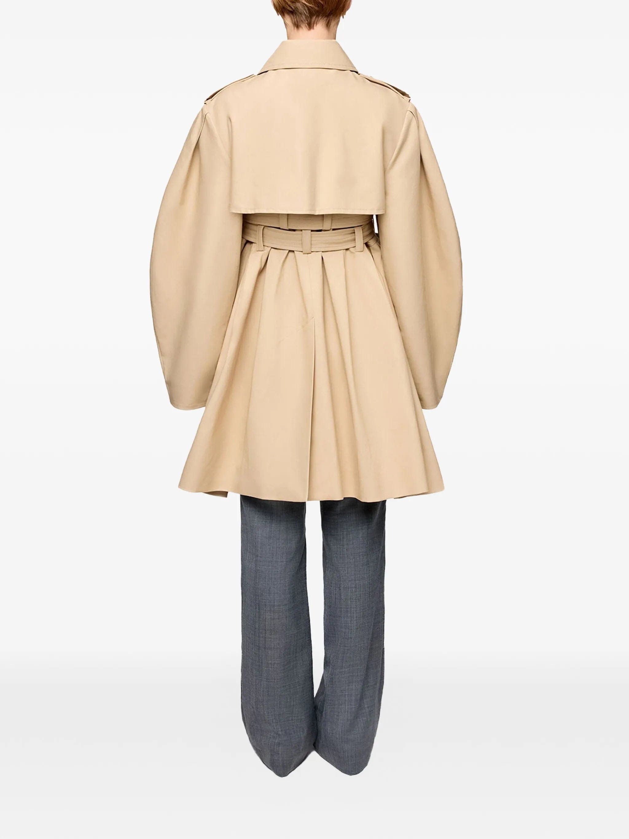 GANNI peplum - waist double - belted trench coat