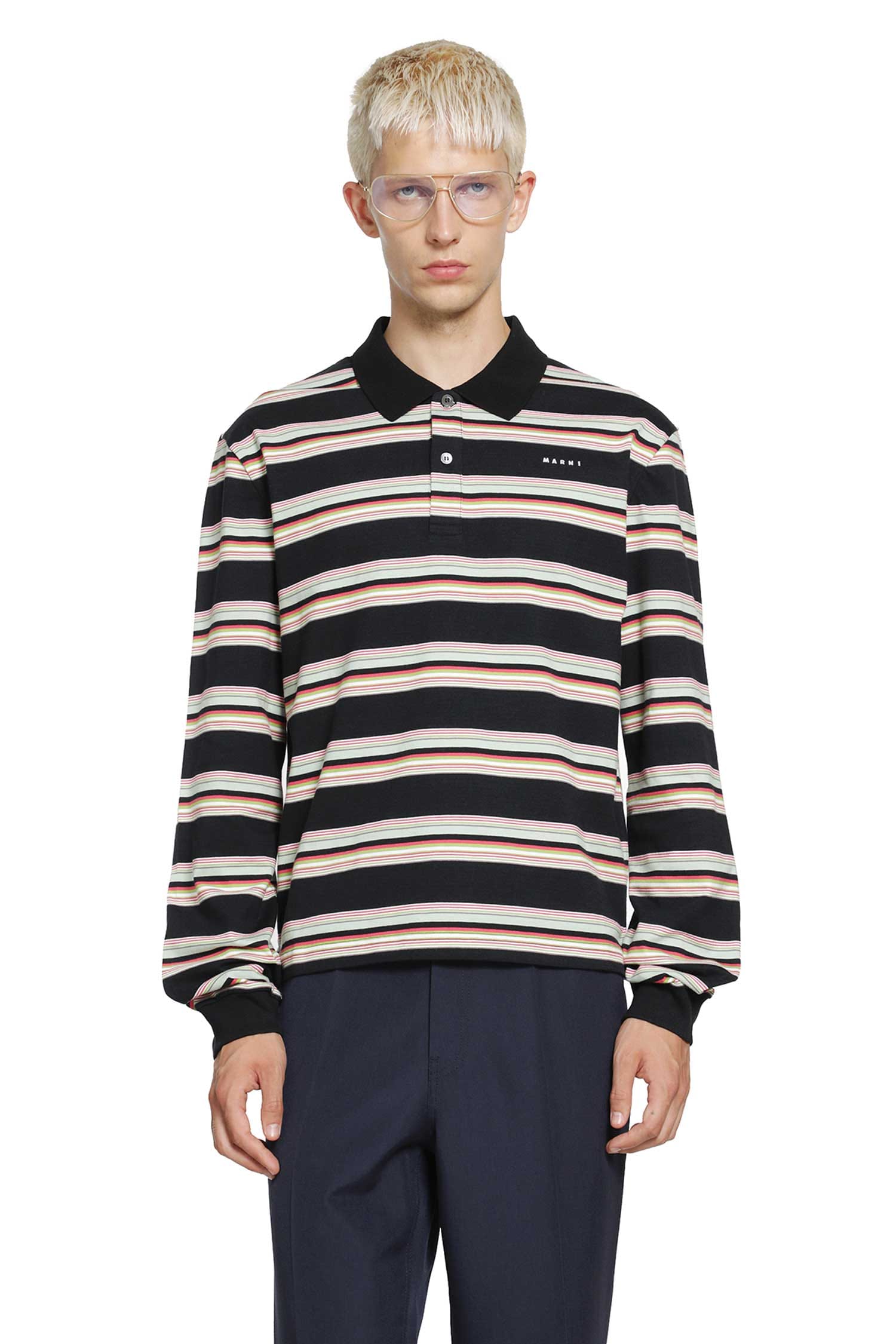 MARNI Striped Cotton Polo Shirt