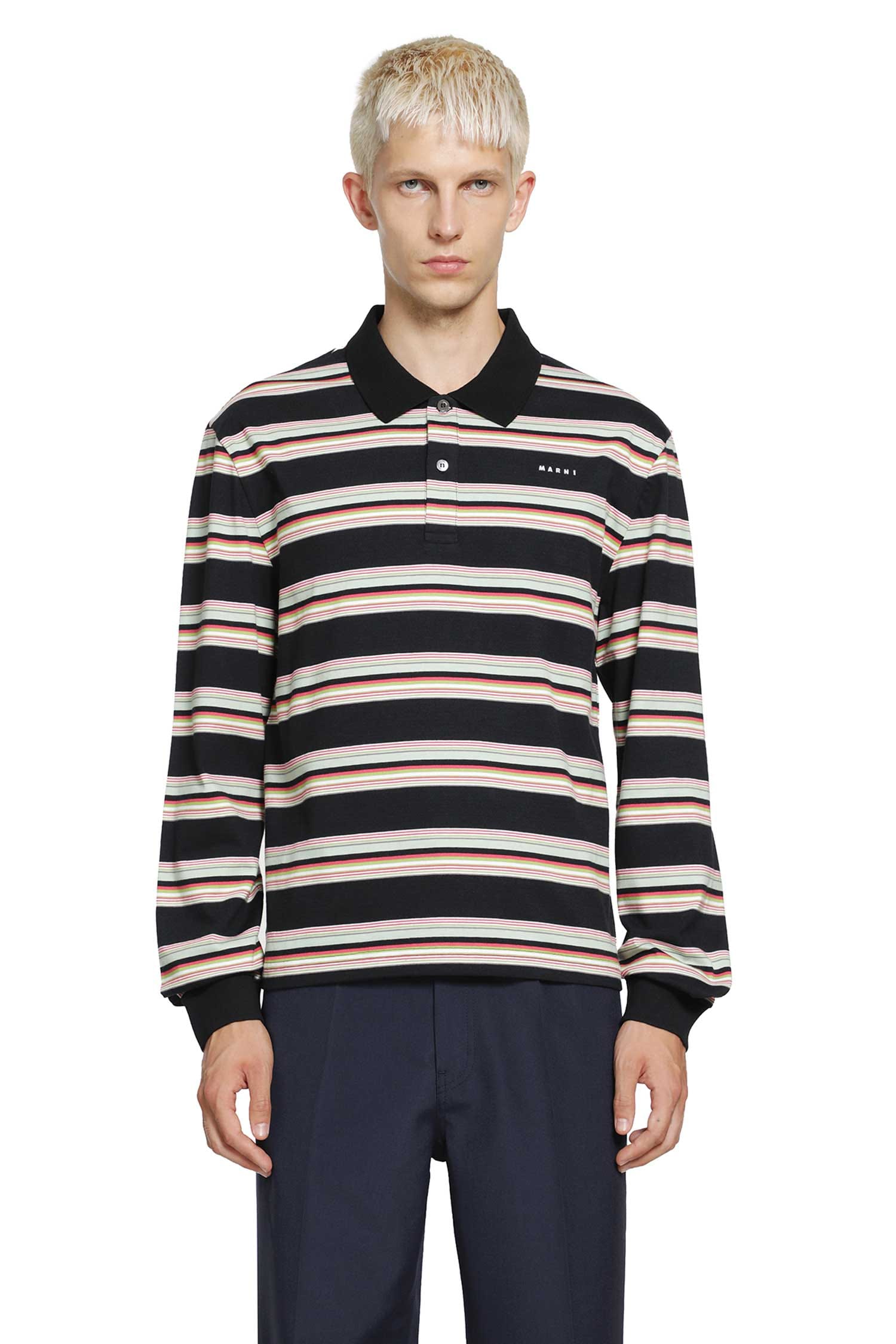 MARNI Striped Cotton Polo Shirt