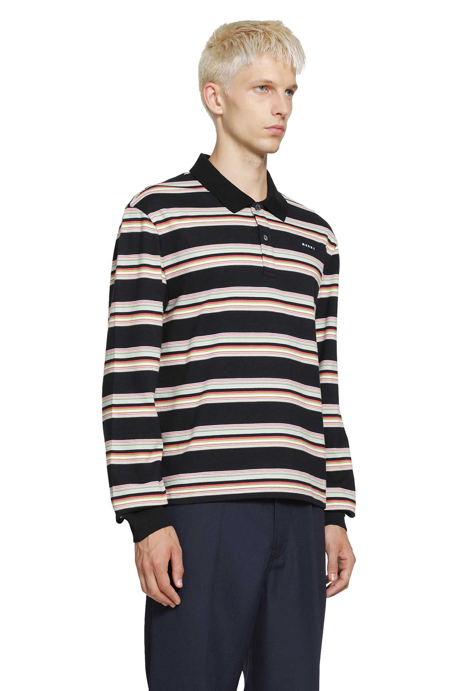 MARNI Striped Cotton Polo Shirt