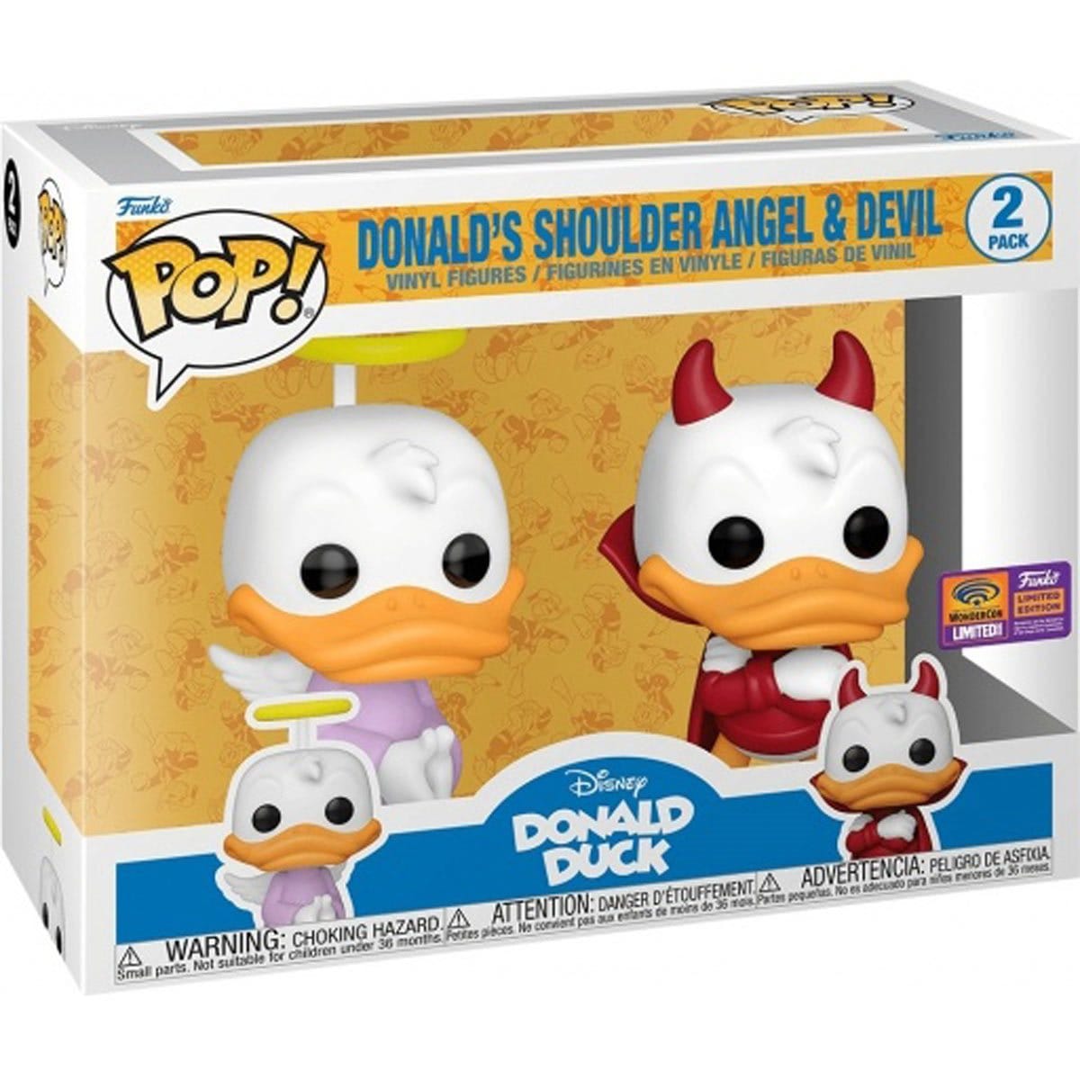 Funko Pop Donald Duck Donald's Shoulder Angel & Devil 2 pack Exclusive Vinyl Figure