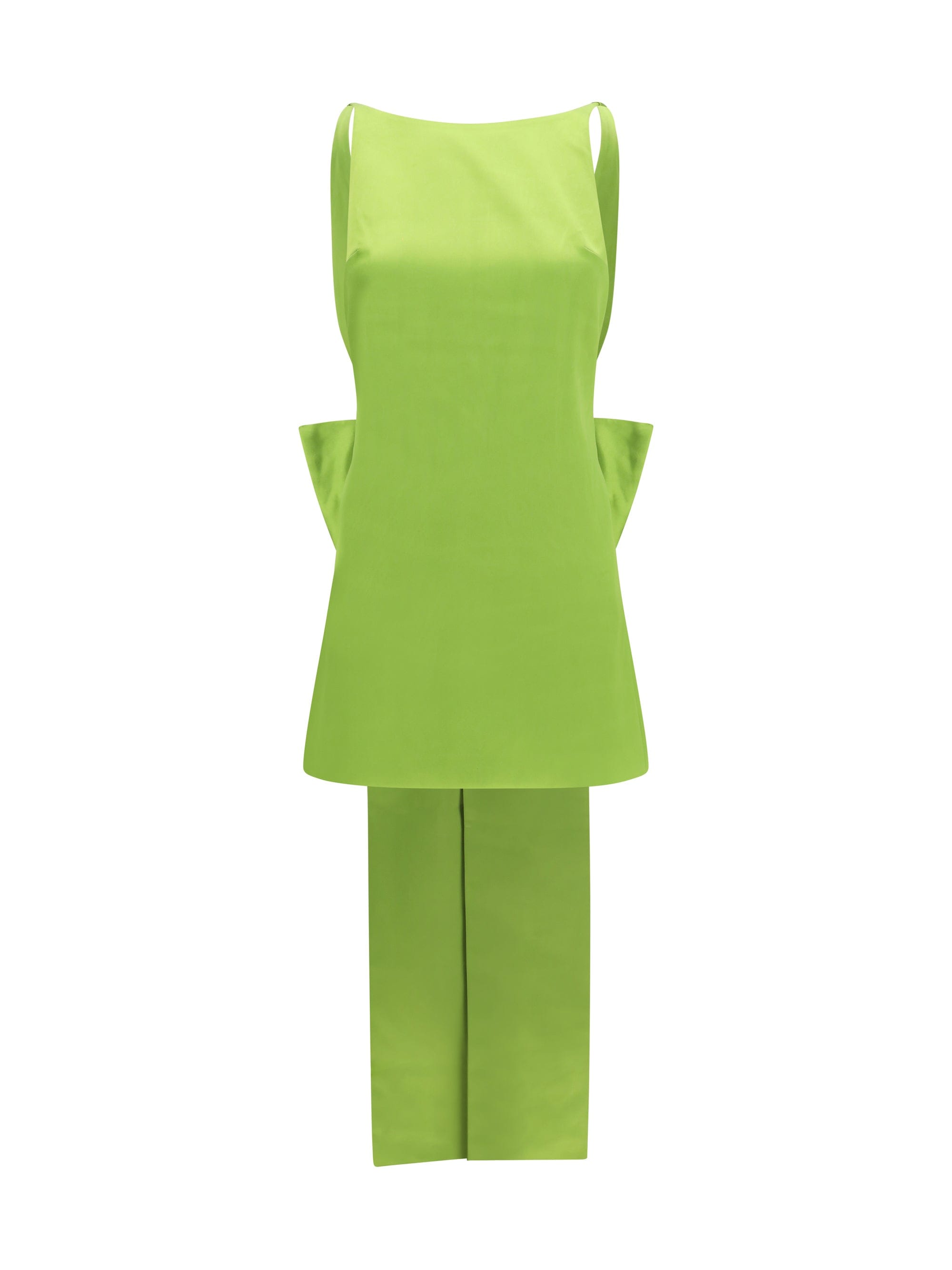 Self - Portrait Satin Bow Mini Dress — Green