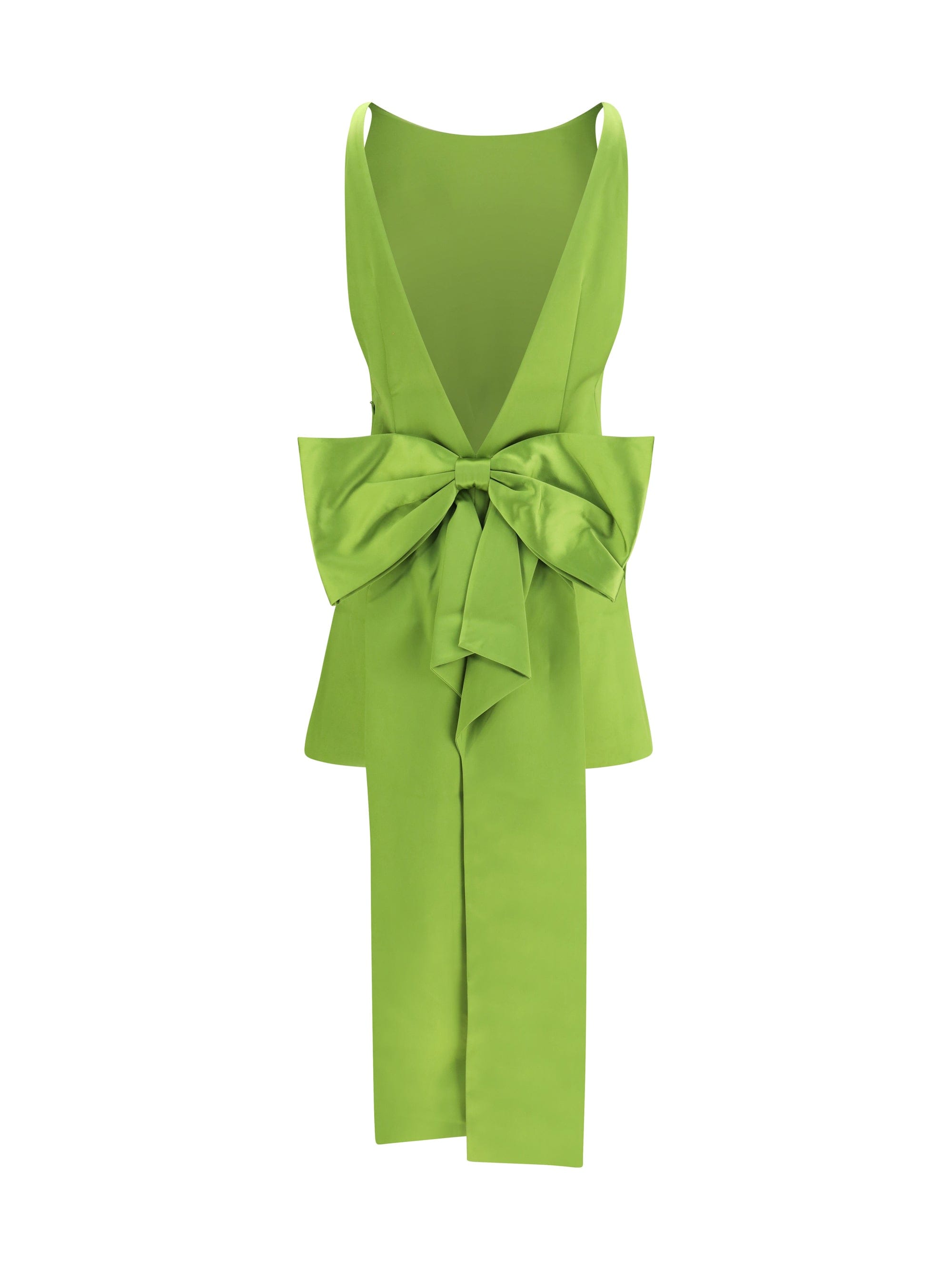 Self - Portrait Satin Bow Mini Dress — Green