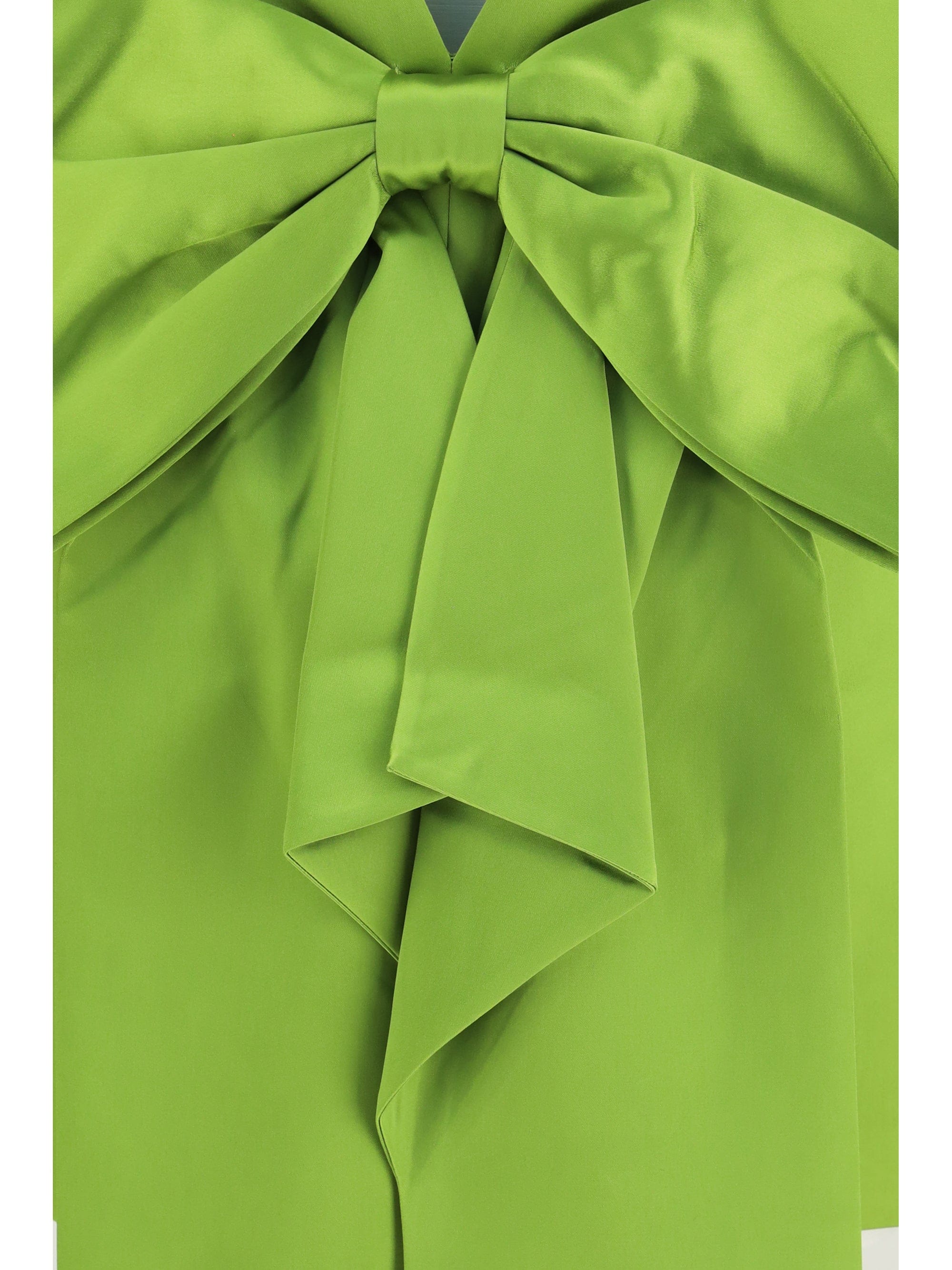 Self - Portrait Satin Bow Mini Dress — Green