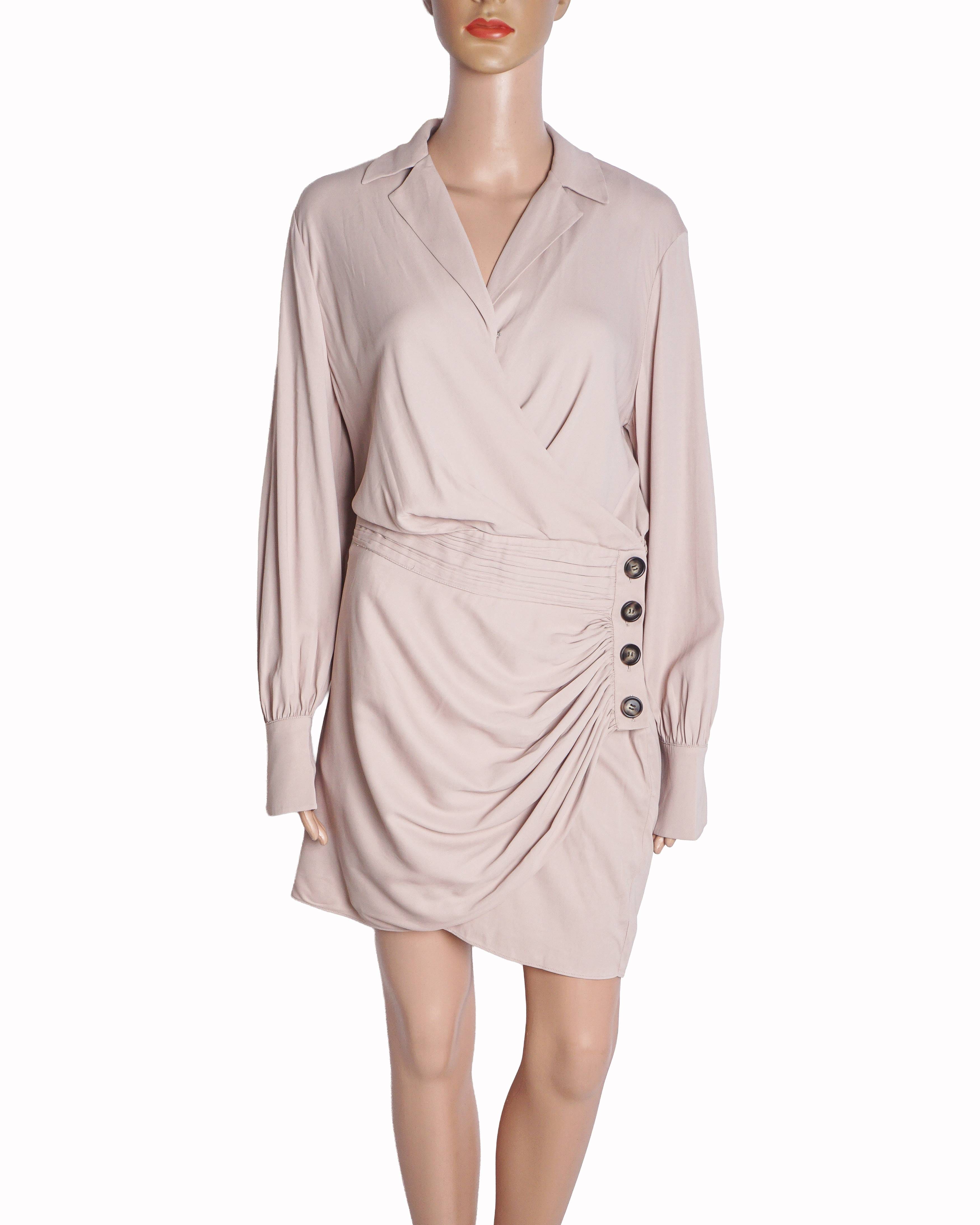 Self - Portrait Blush Pink Wrap Mini Dress With Notched Lapel