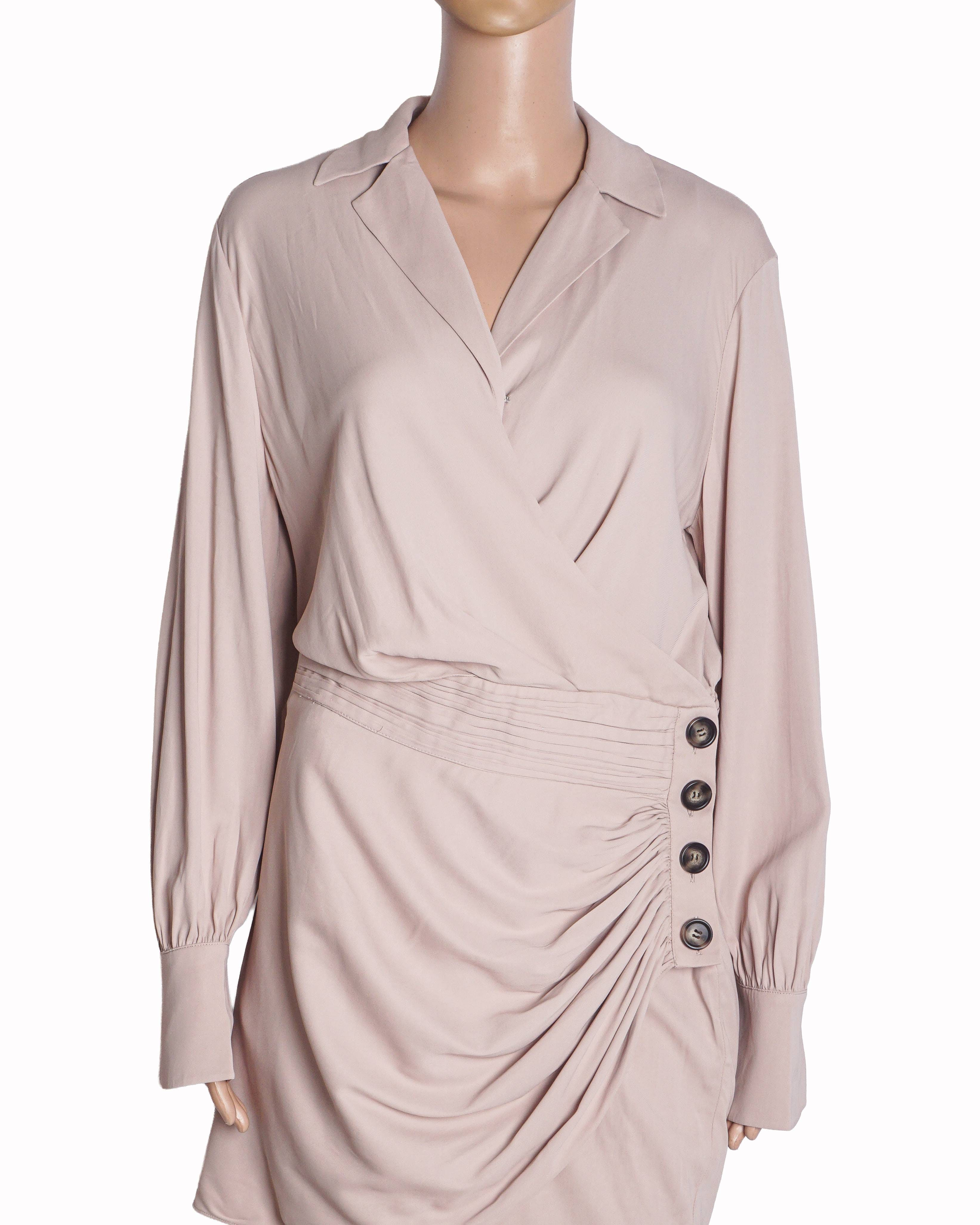 Self - Portrait Blush Pink Wrap Mini Dress With Notched Lapel