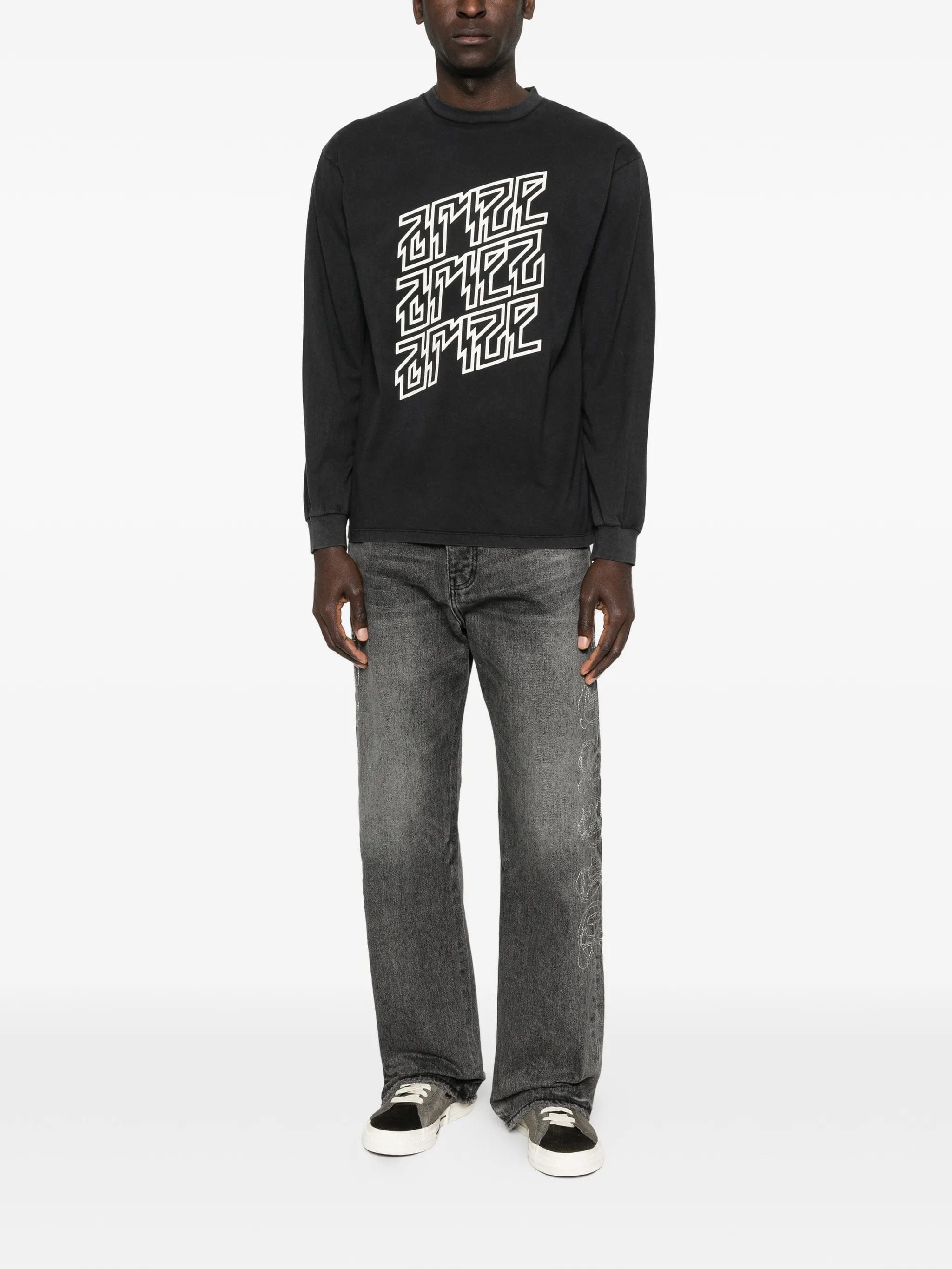 Aries Ariez Arize faded long - sleeve T - shirt
