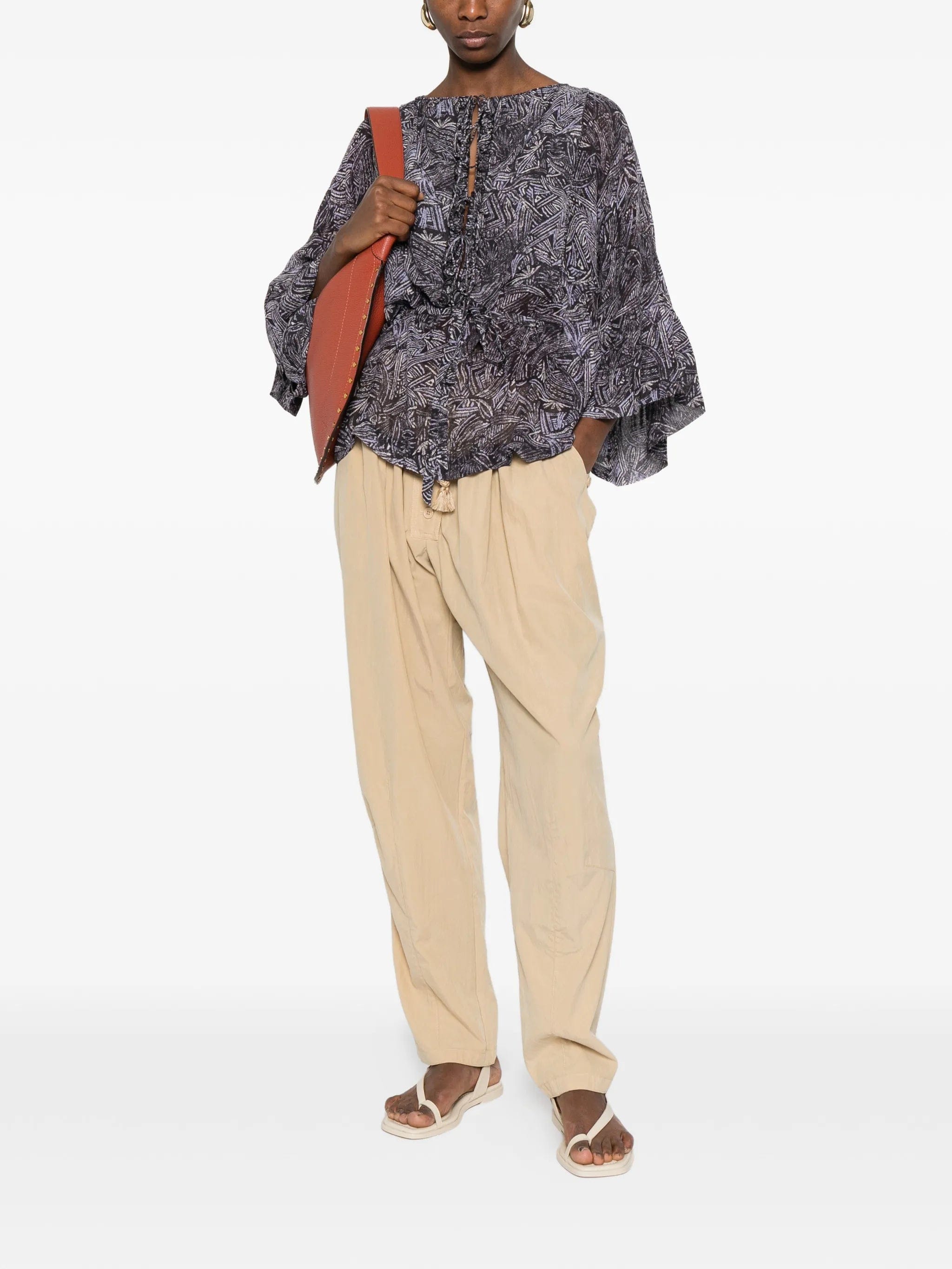 Isabel Marant Tekia abstract - print ruffled shirt