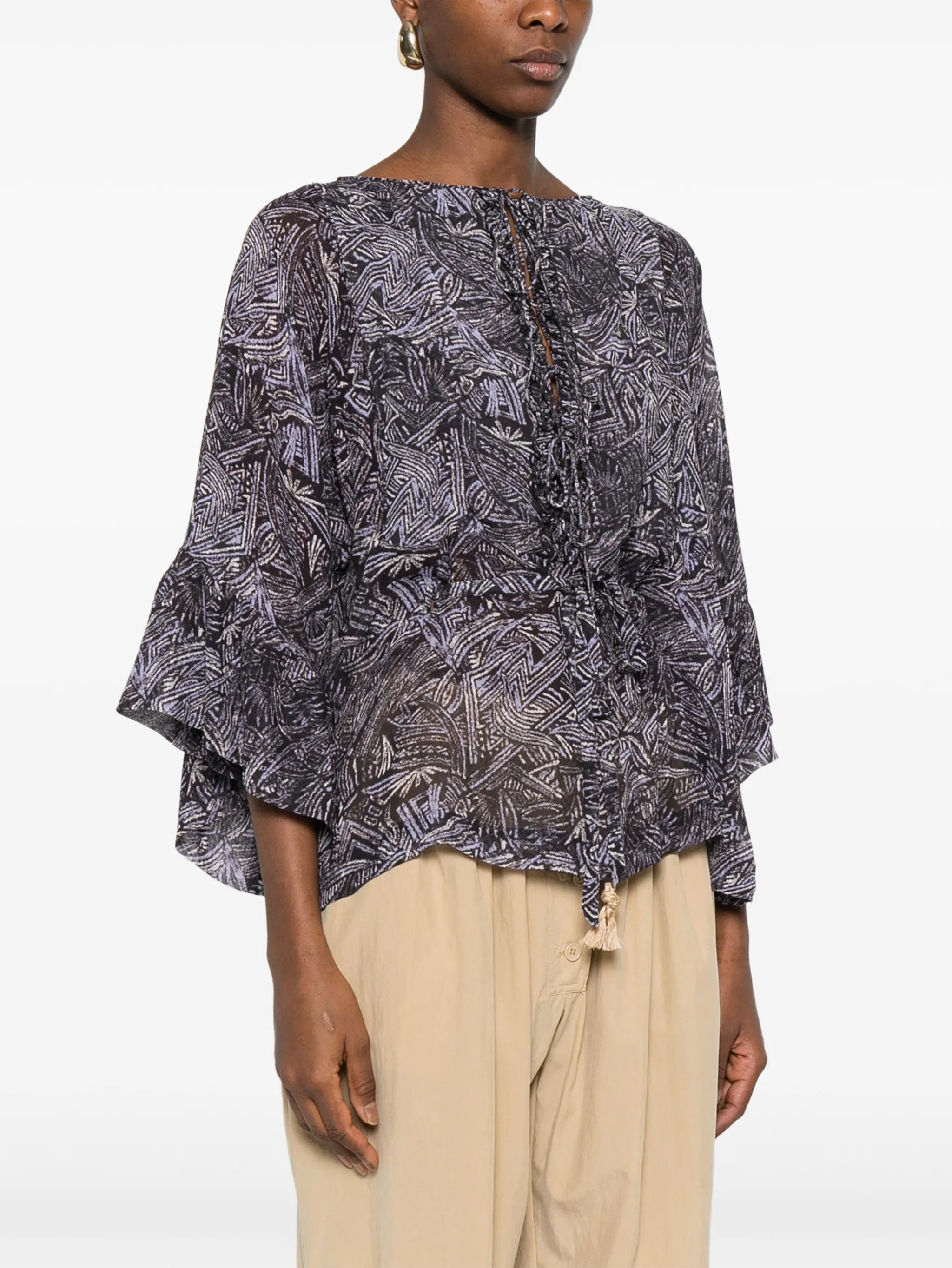 Isabel Marant Tekia abstract - print ruffled shirt