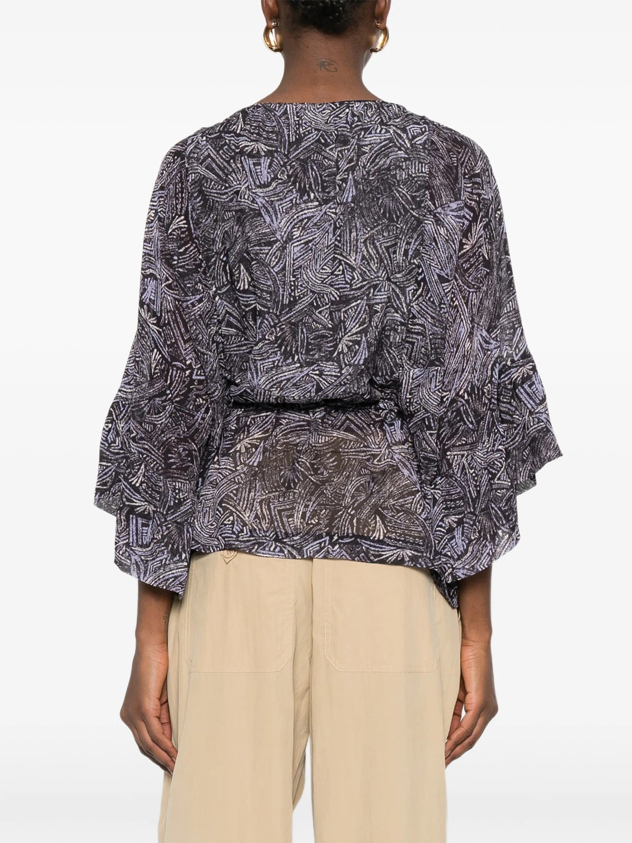 Isabel Marant Tekia abstract - print ruffled shirt