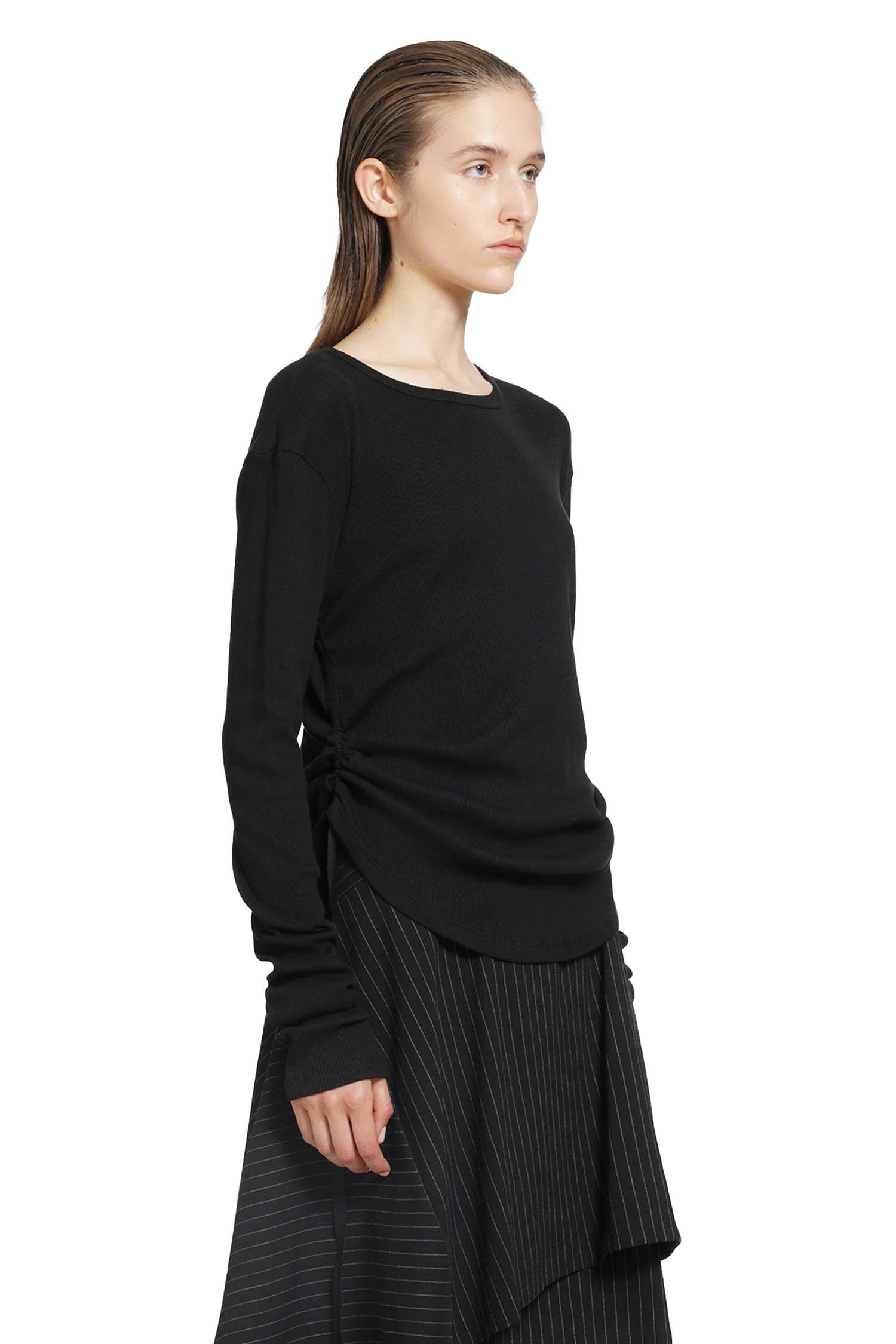 ANN Demeulemeester Dot Wrinkled Cropped Long Sleeves Top