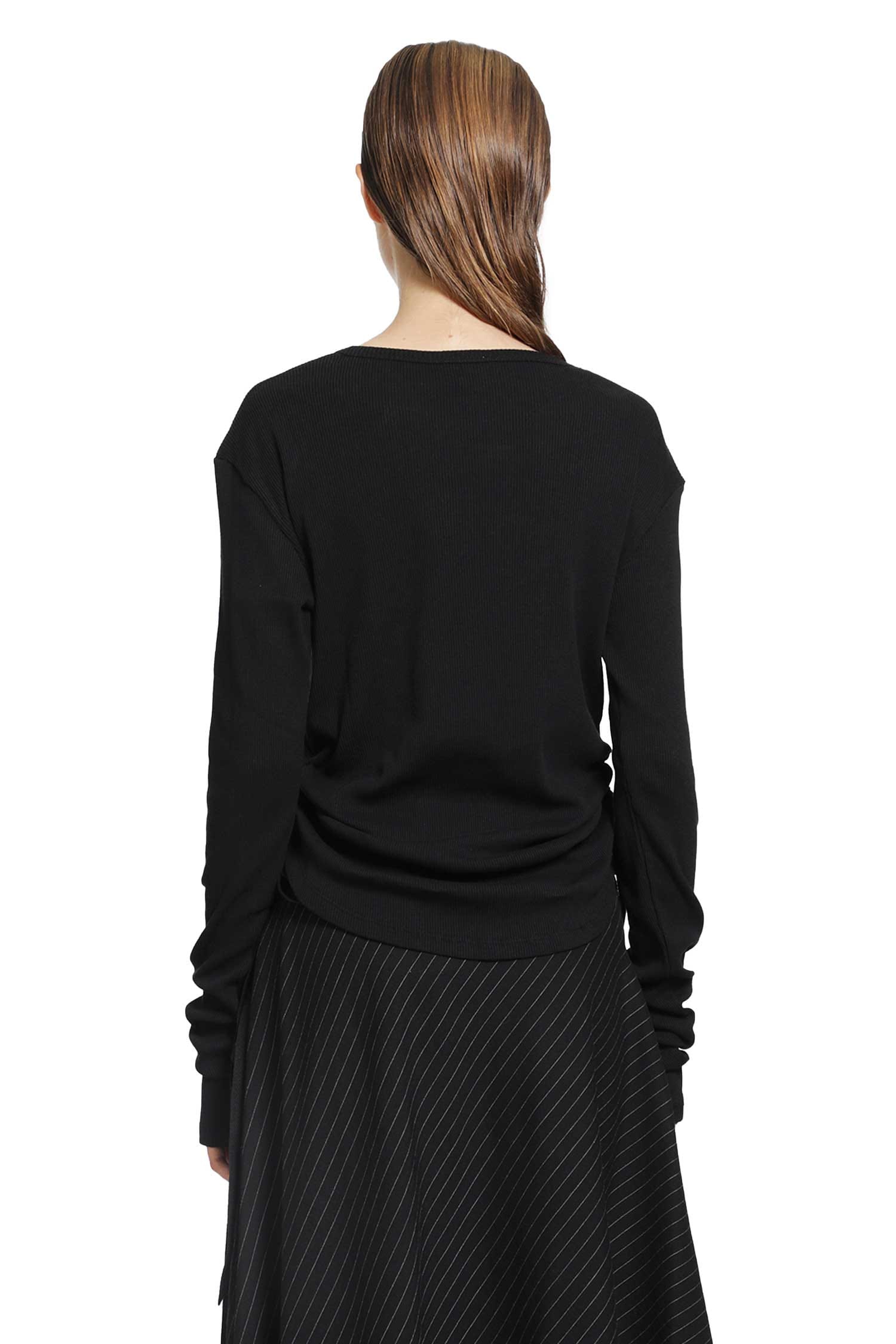 ANN Demeulemeester Dot Wrinkled Cropped Long Sleeves Top