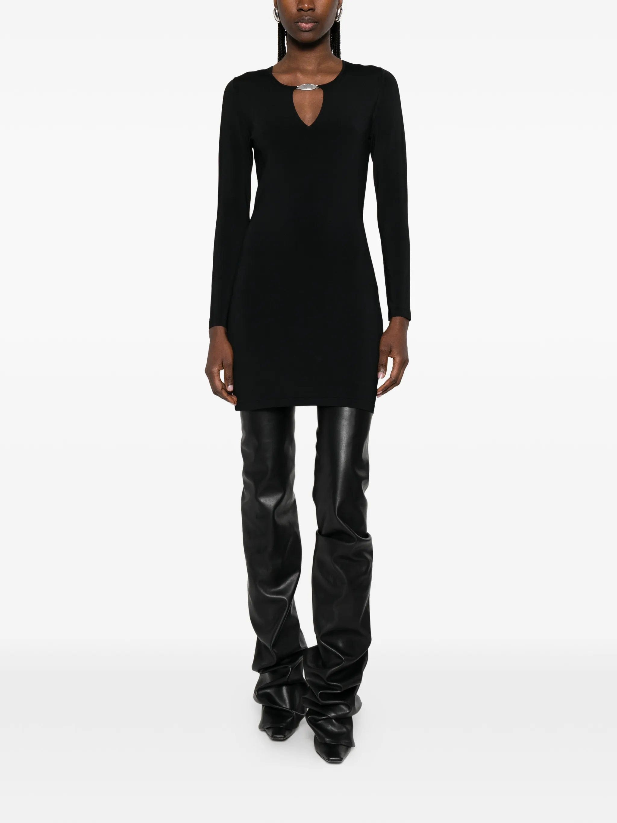 Alexander Wang metal logo V - neck mini dress