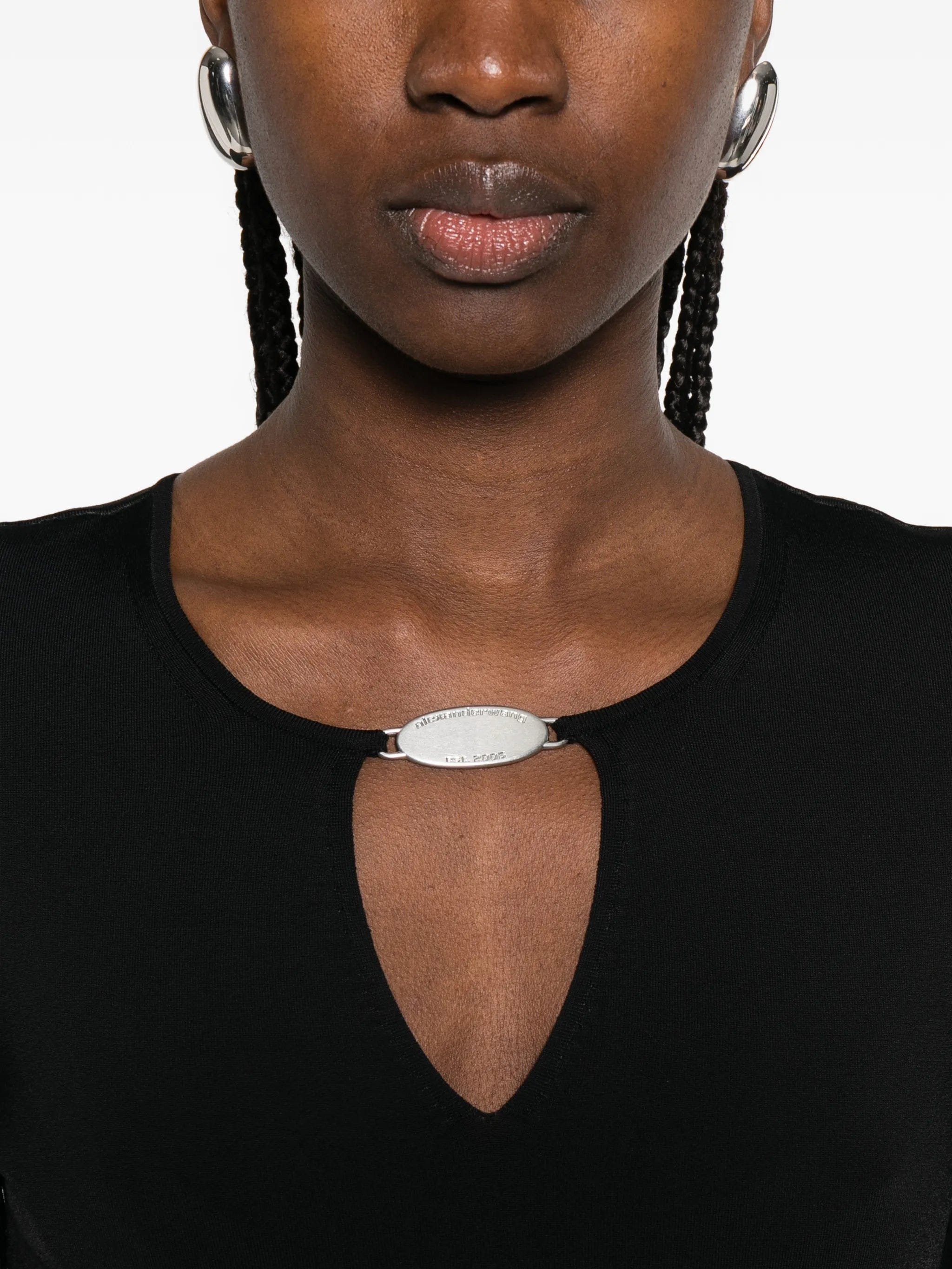 Alexander Wang metal logo V - neck mini dress