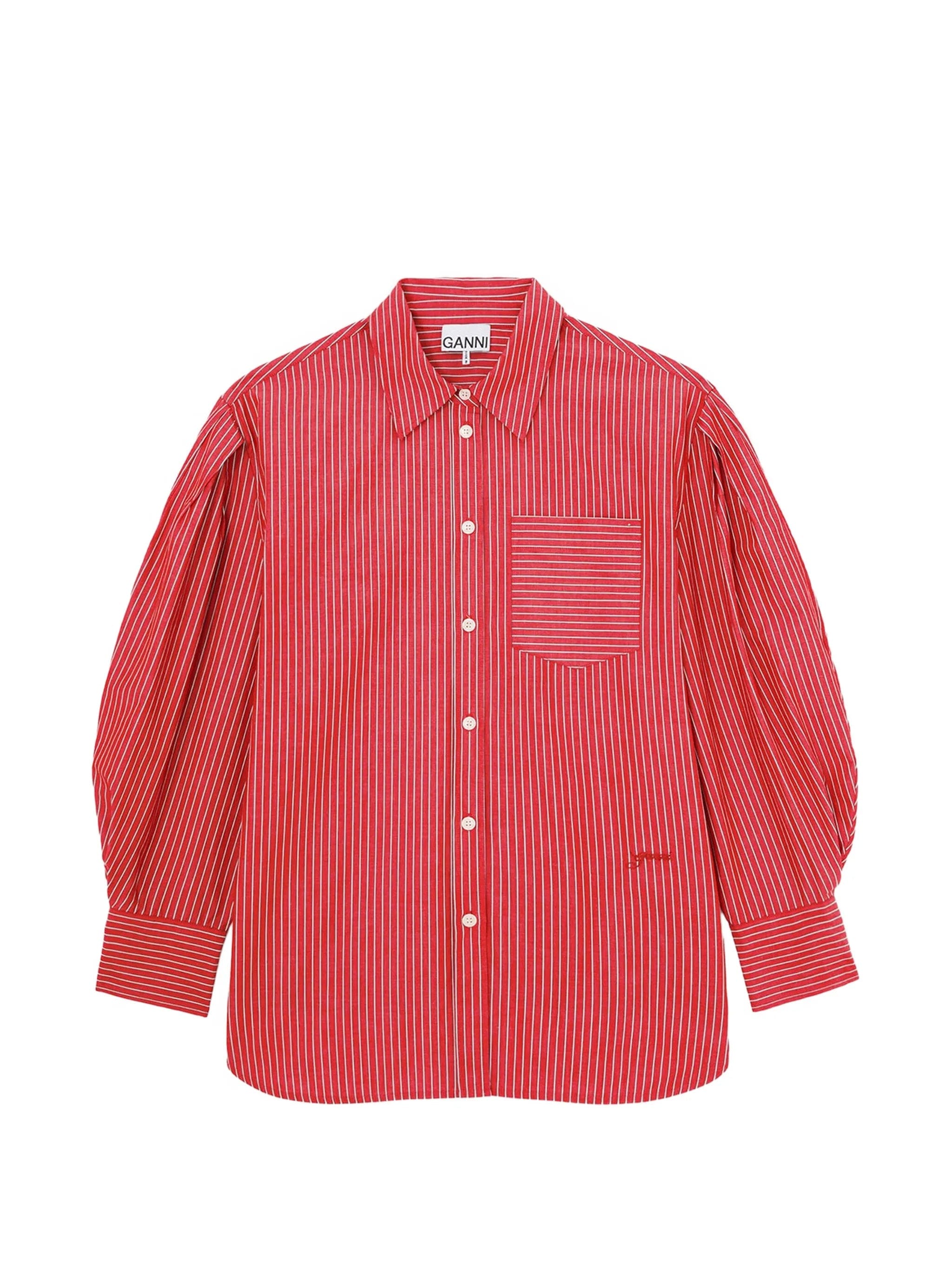 GANNI striped puff - sleeve shirt