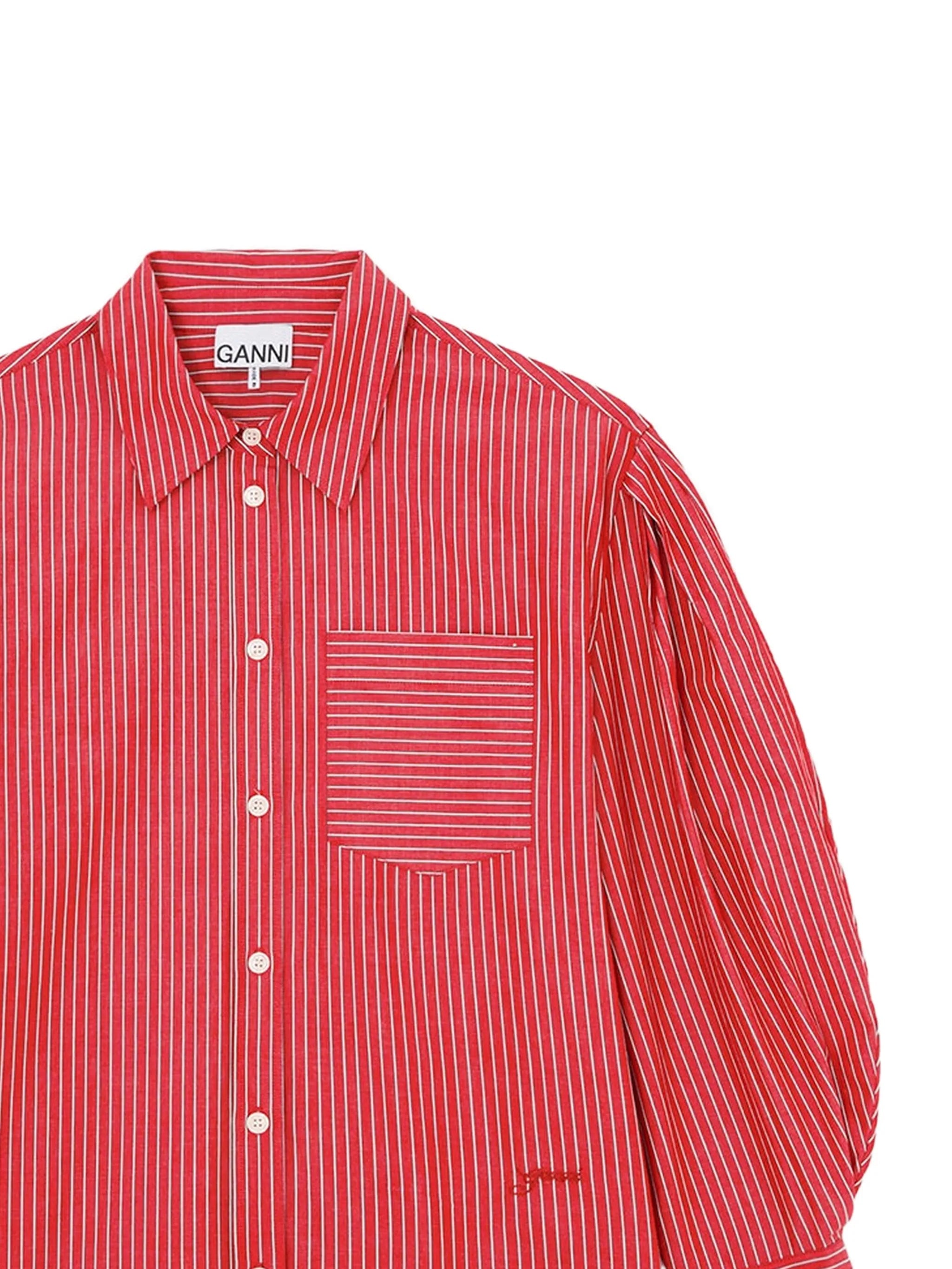 GANNI striped puff - sleeve shirt