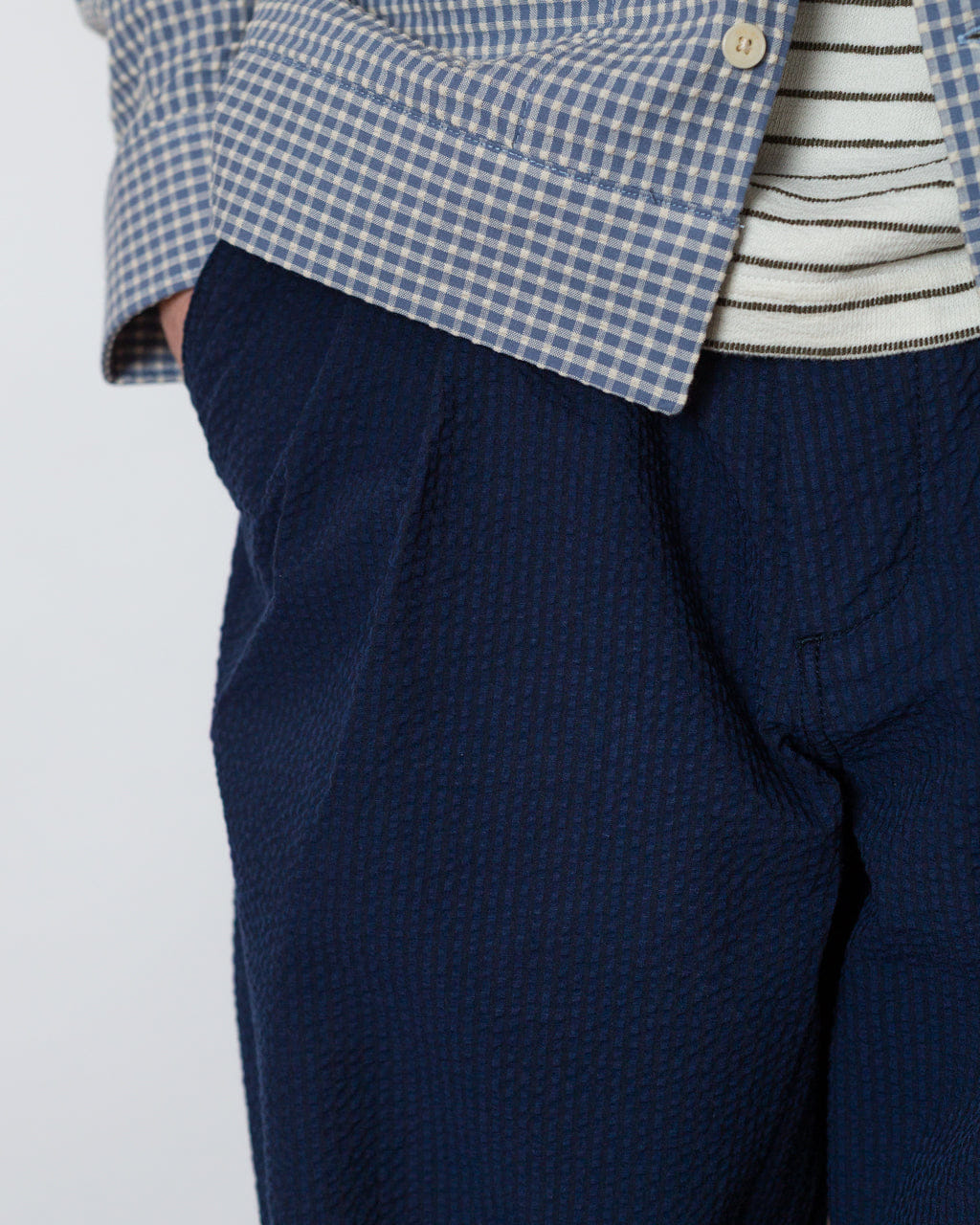 Universal Works Duke Pant Derby Stripe - Navy