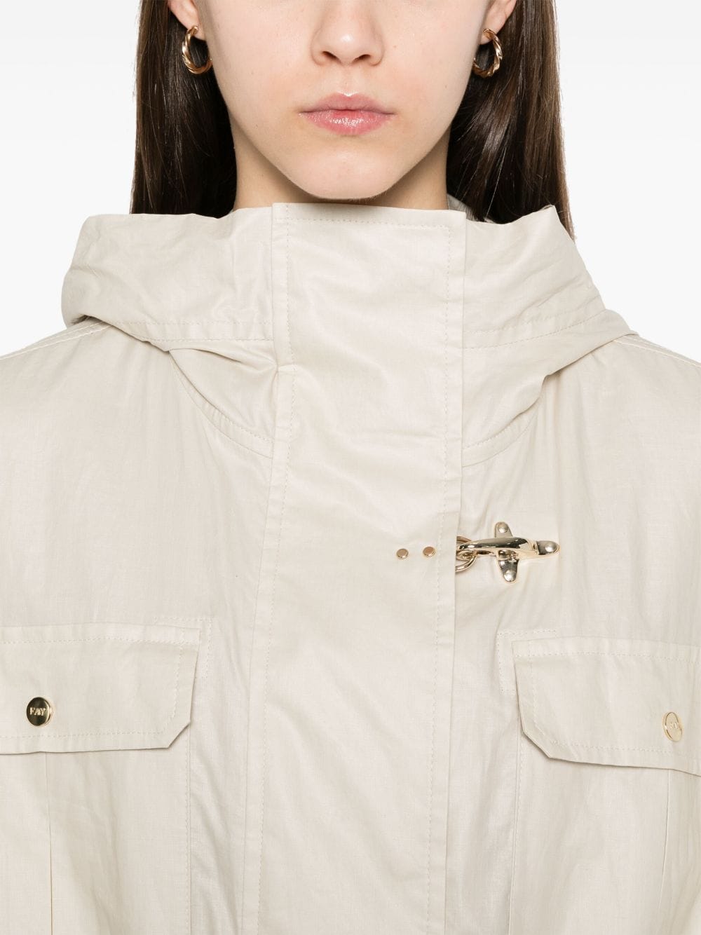 Fay Linen - Cotton Blend Parka — Ecru