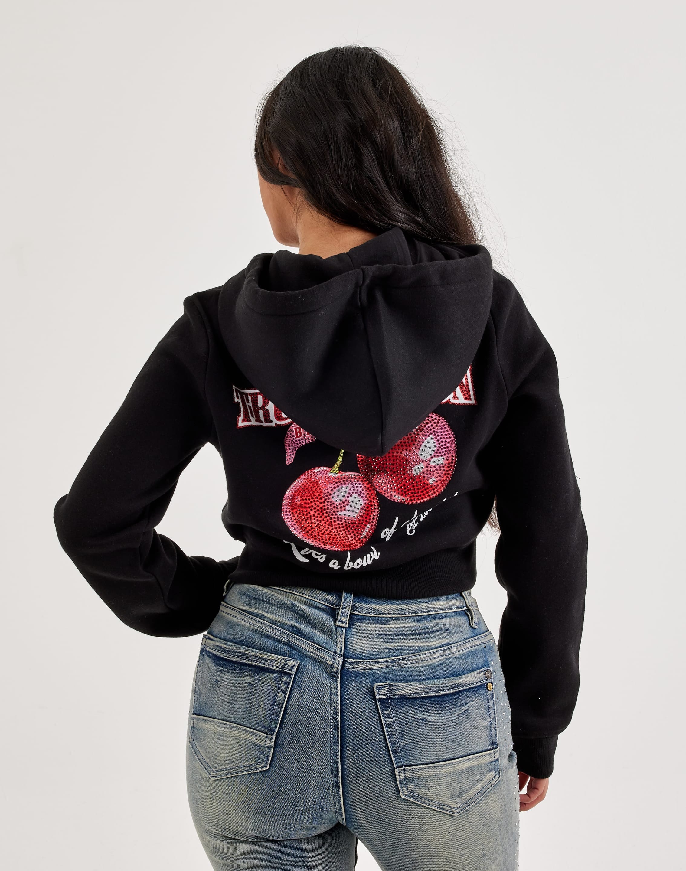 True Religion Cherry Shrunken Full - Zip Fleece Hoodie