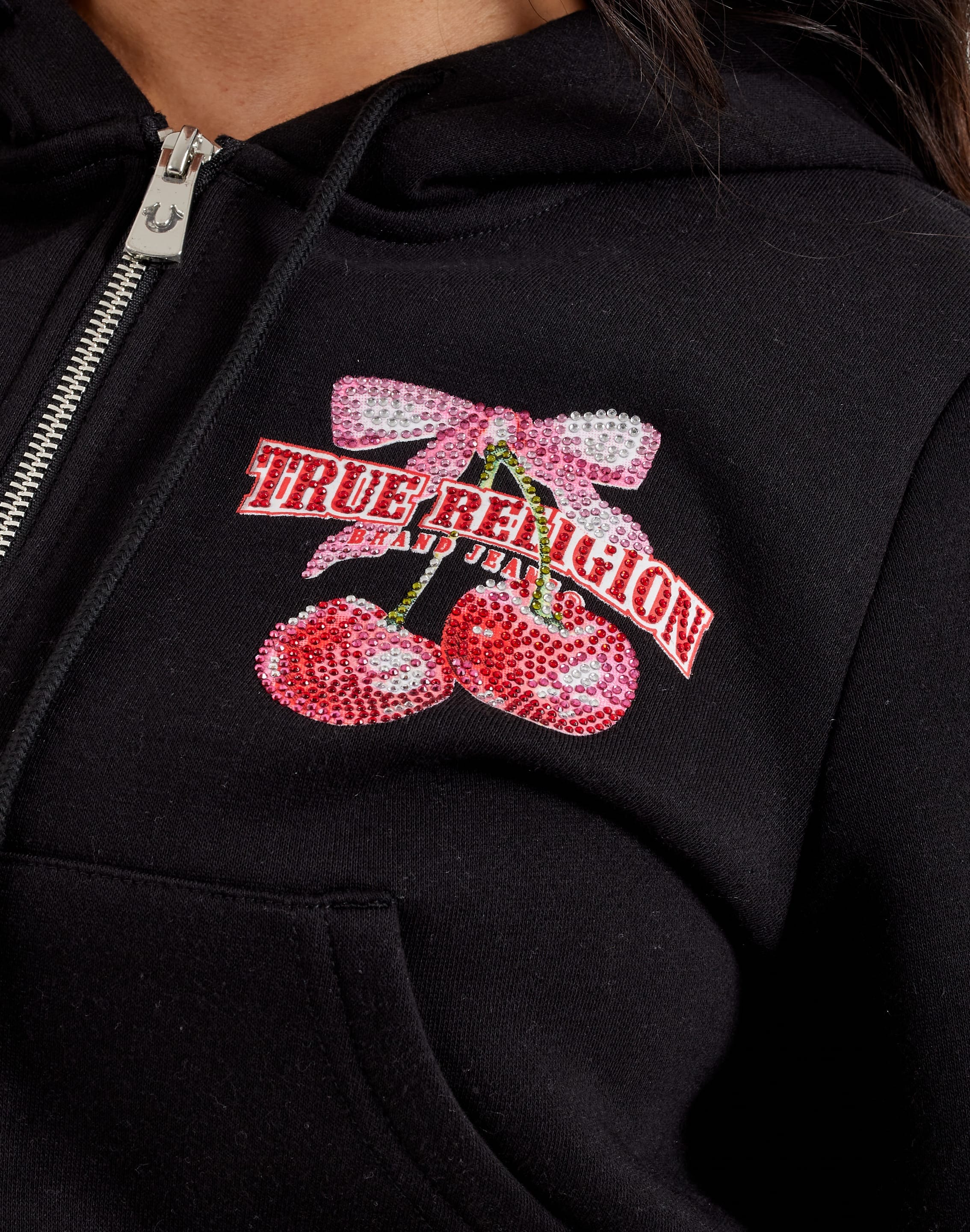 True Religion Cherry Shrunken Full - Zip Fleece Hoodie