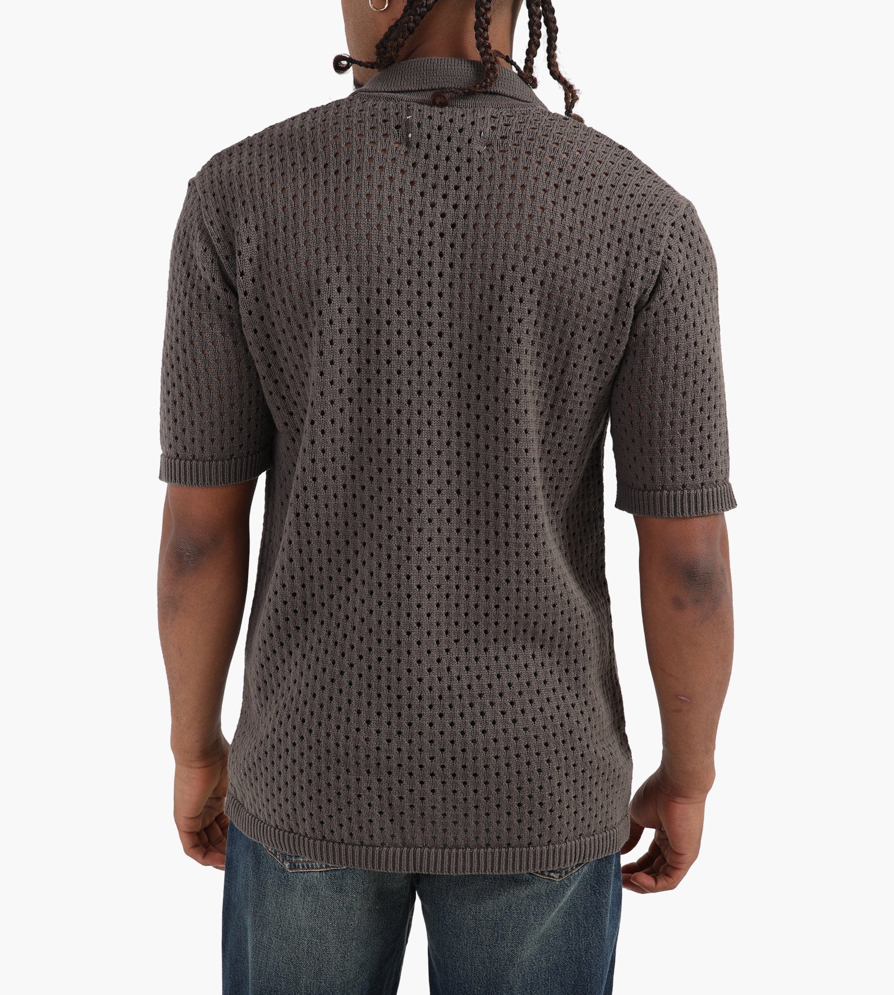 Knit Baskèts Camp Collar Knit Shirt Moss Green
