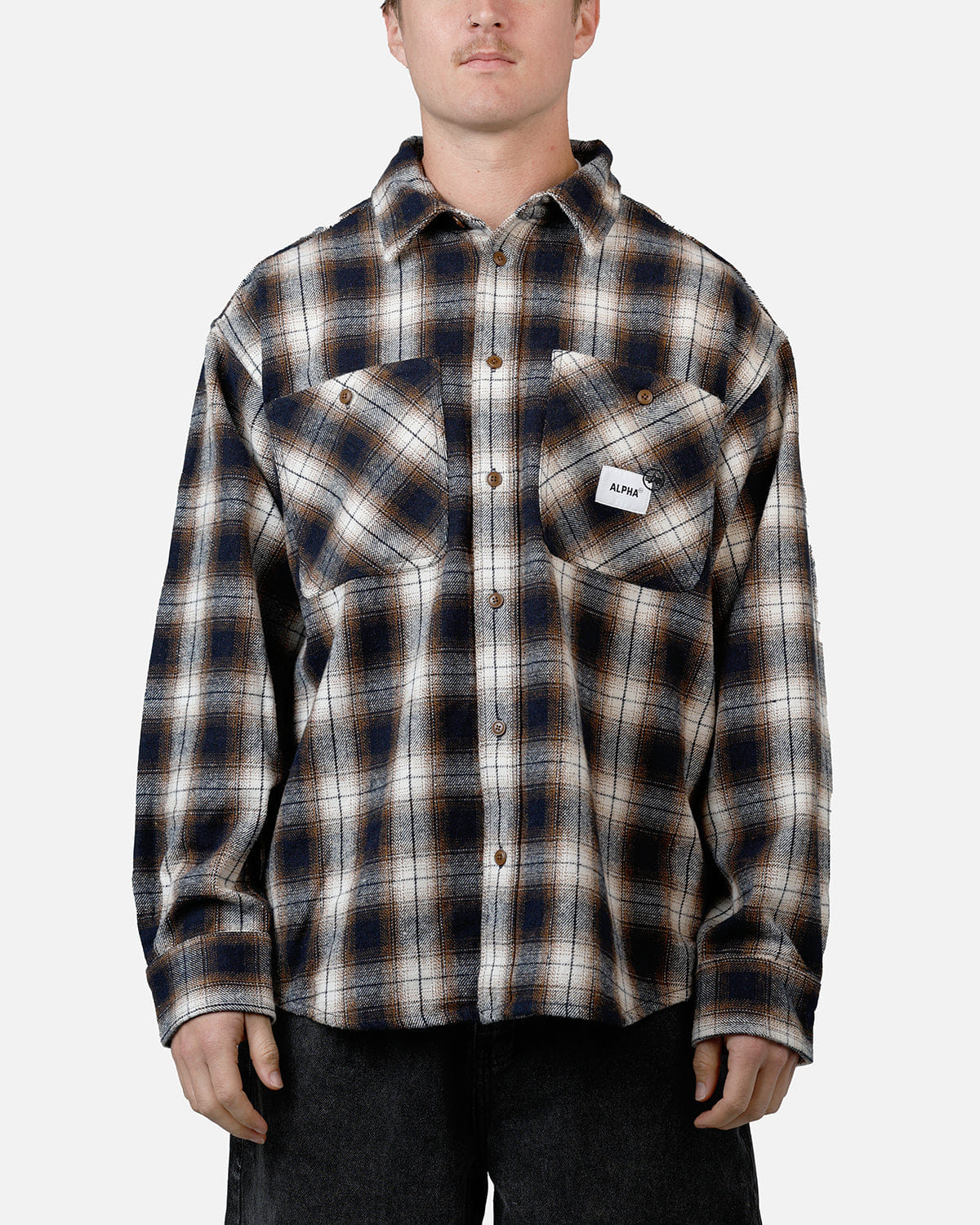 ALPHA Industries Unfrm Flannel Button Up Shirt Rust