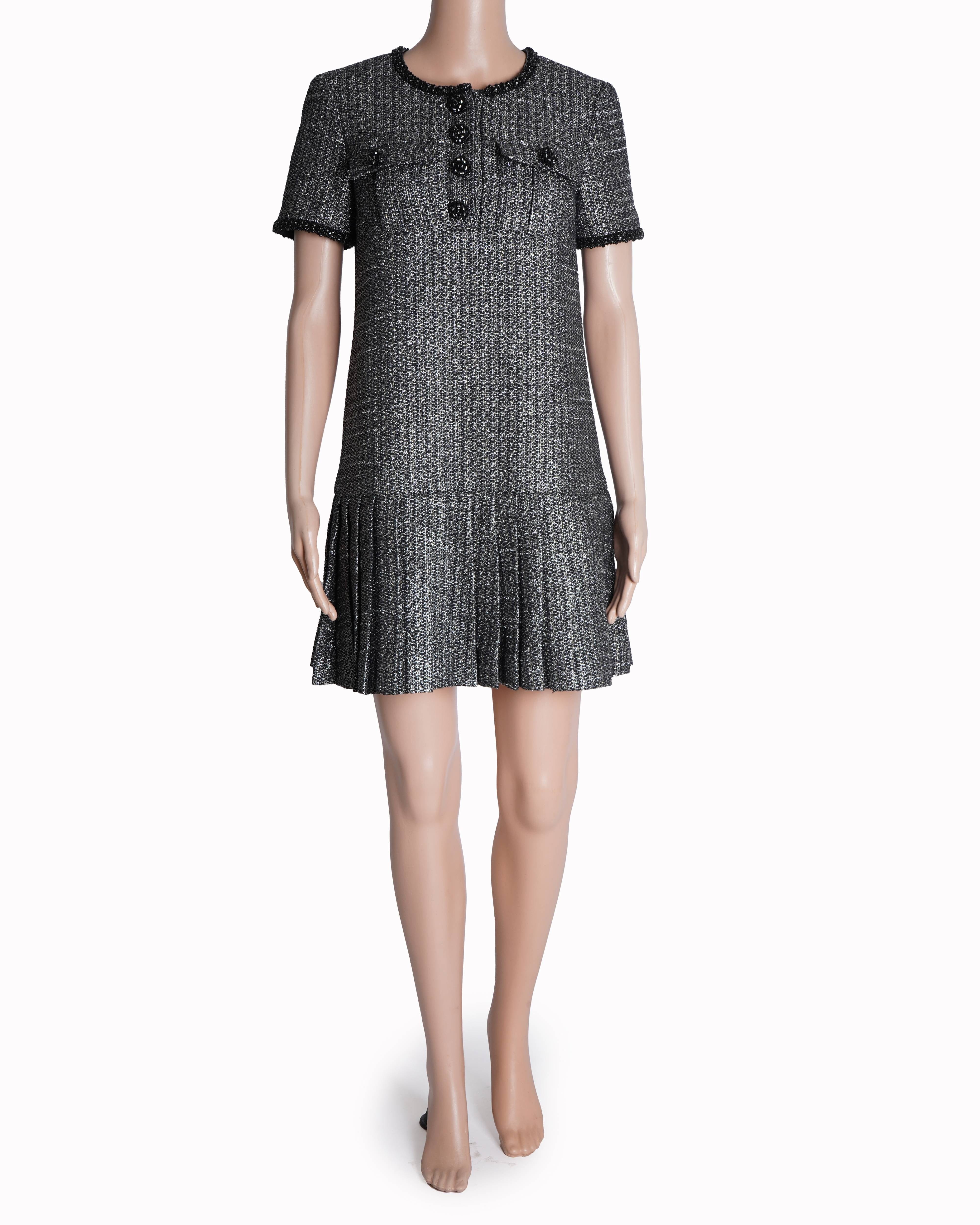 Self - Portrait Metallic Bouclé Mini Dress in Black