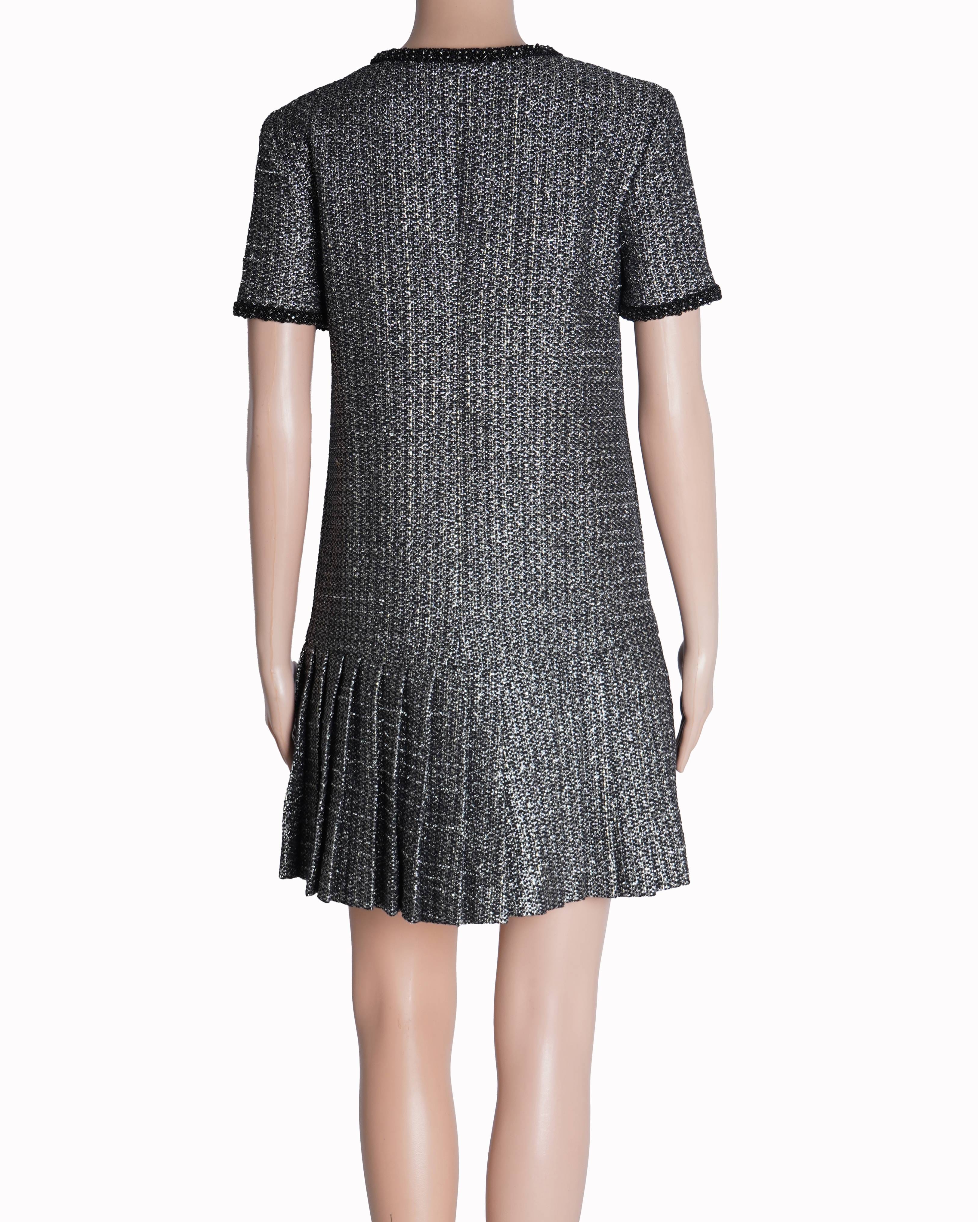 Self - Portrait Metallic Bouclé Mini Dress in Black