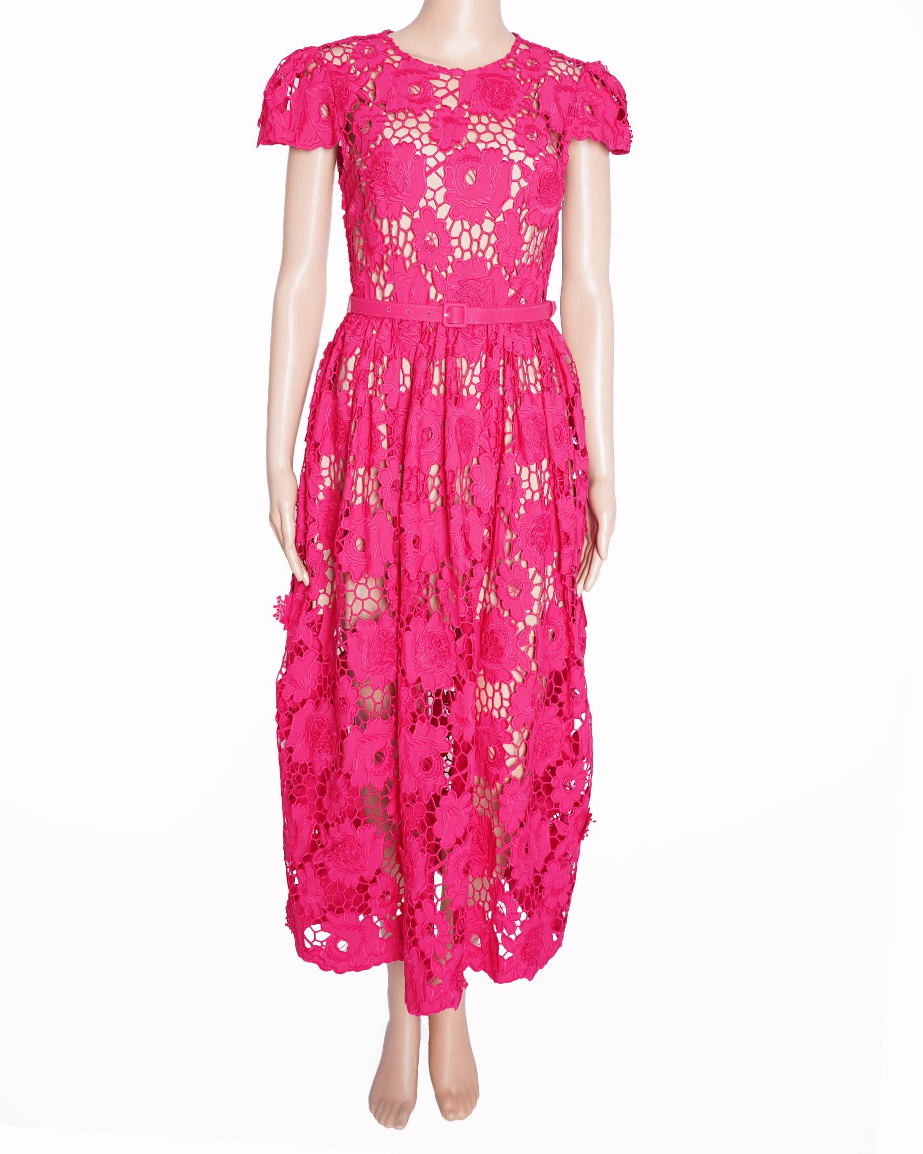 Self-Portrait New Self Portrait Poppy Midi Dress In 3D Floral Lace
