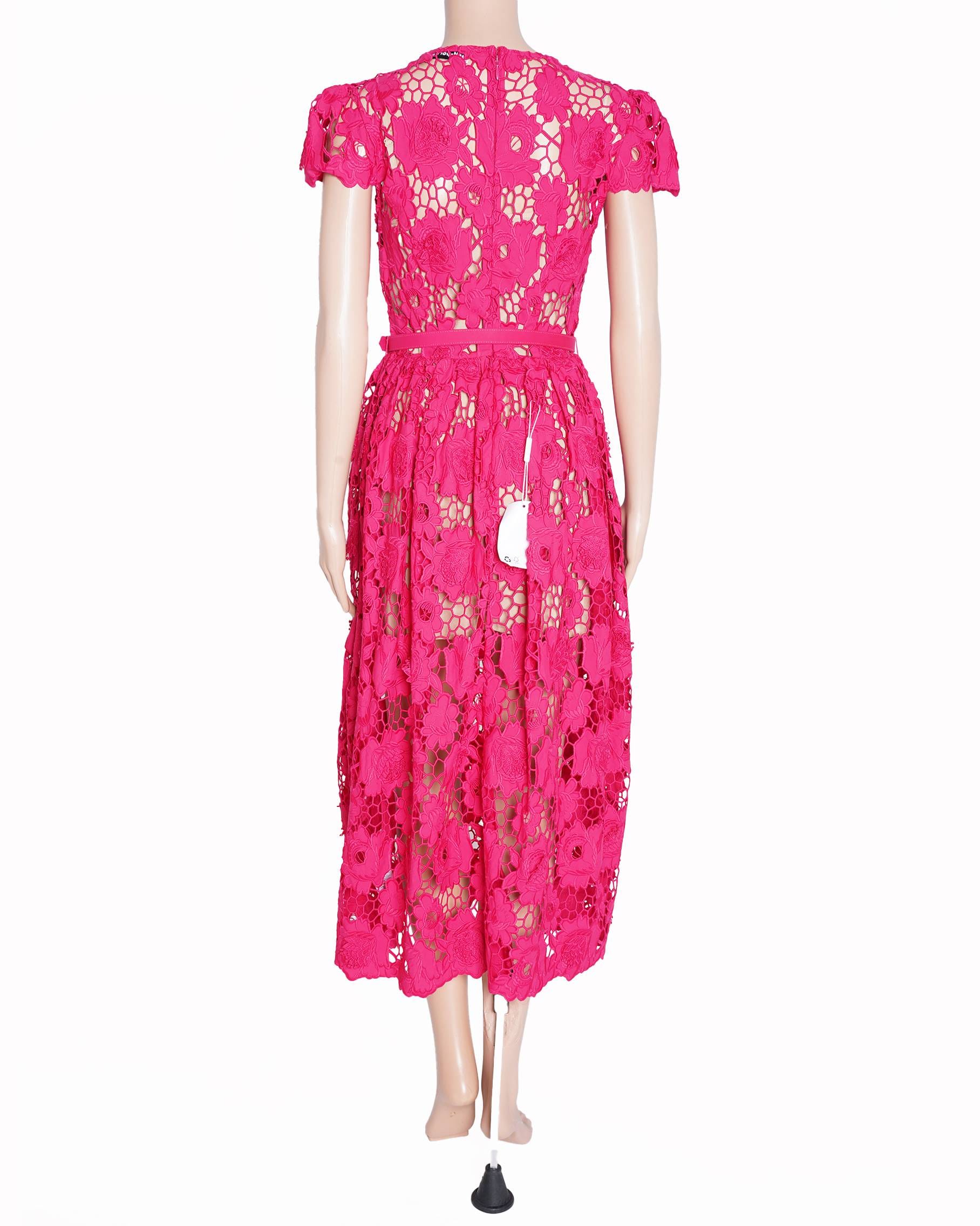 Self-Portrait New Self Portrait Poppy Midi Dress In 3D Floral Lace