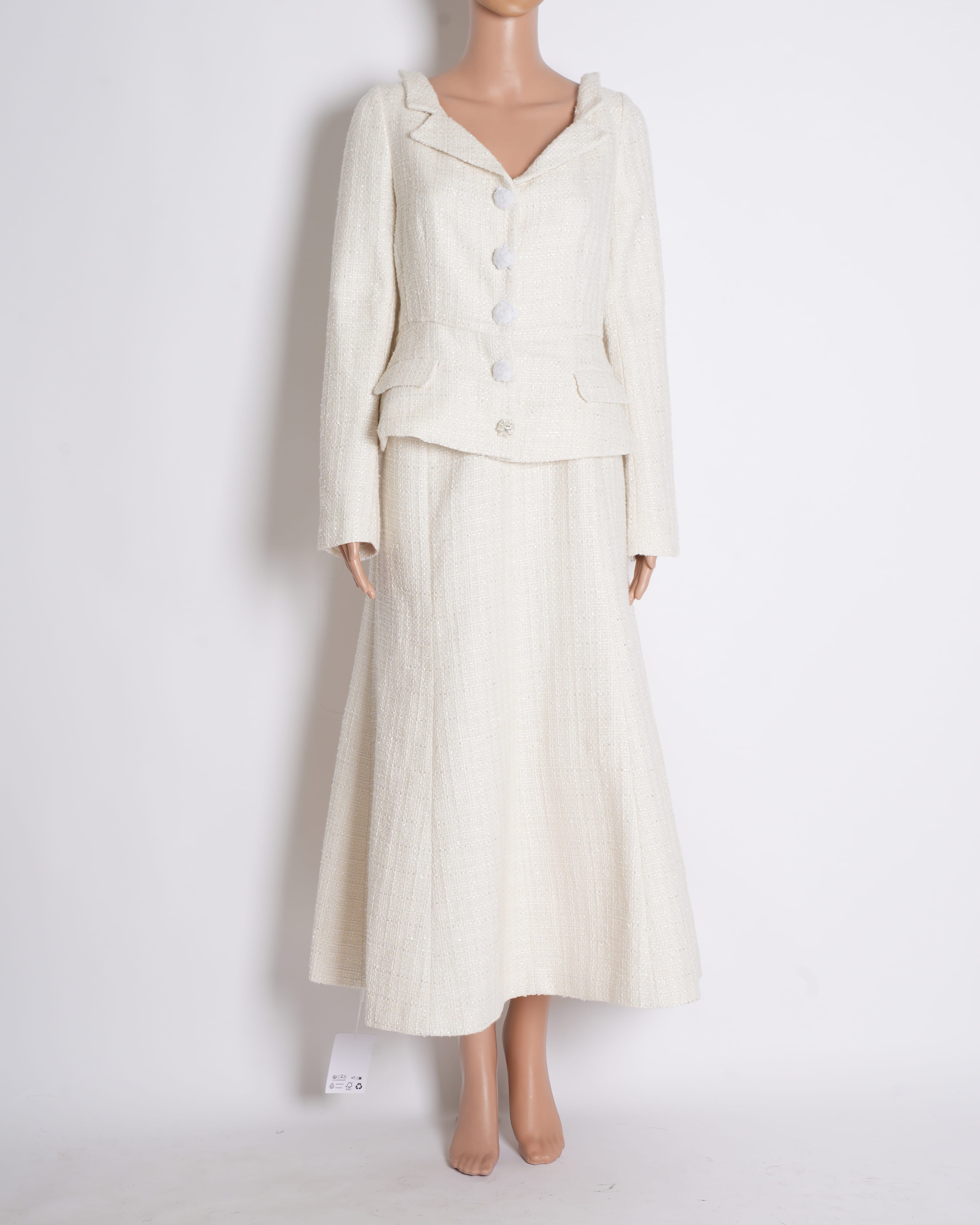 Self - Portrait Cream Bridal boucle midi dress