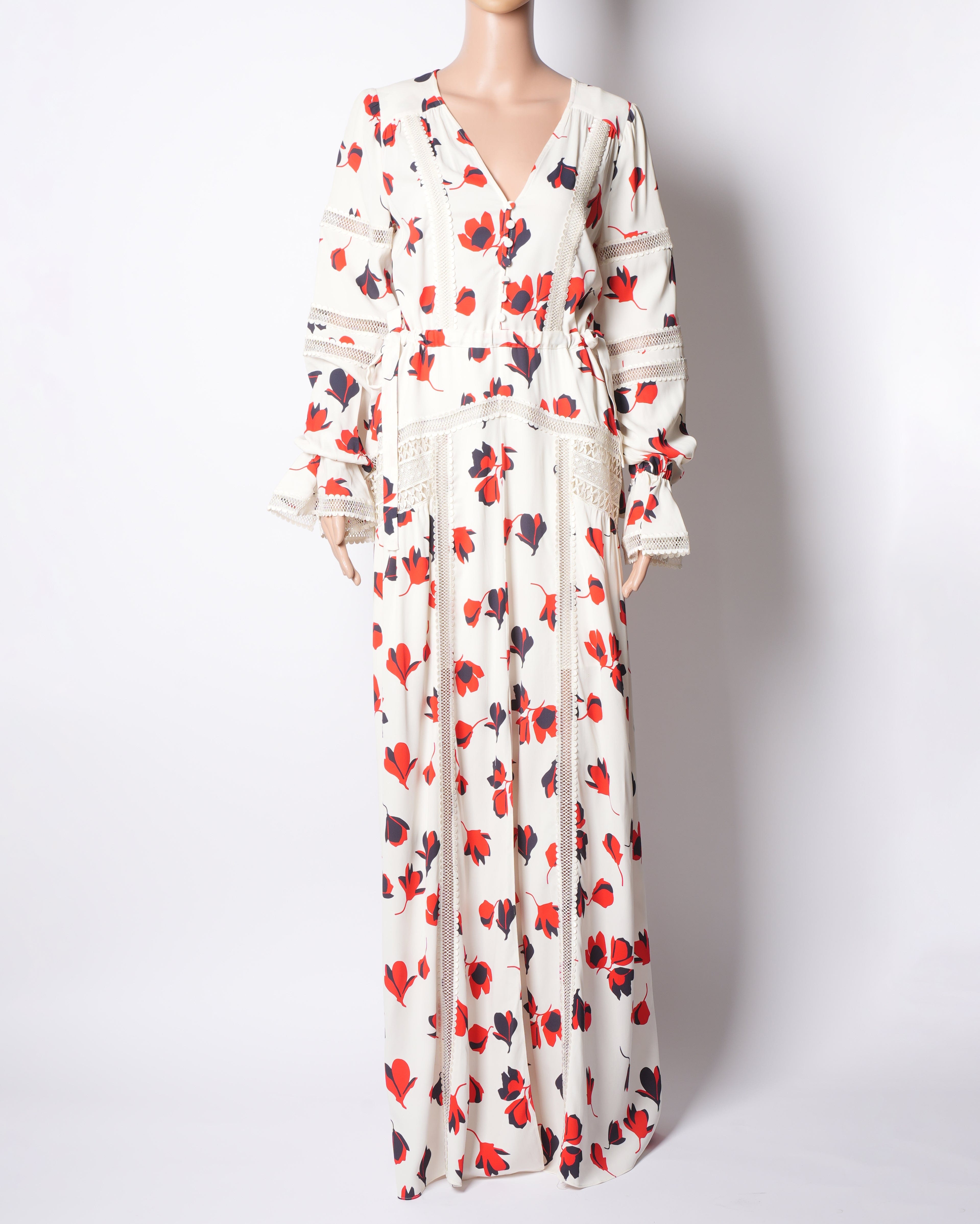 Self-Portrait New Self Portrait Red & Offwhite Floral Dress