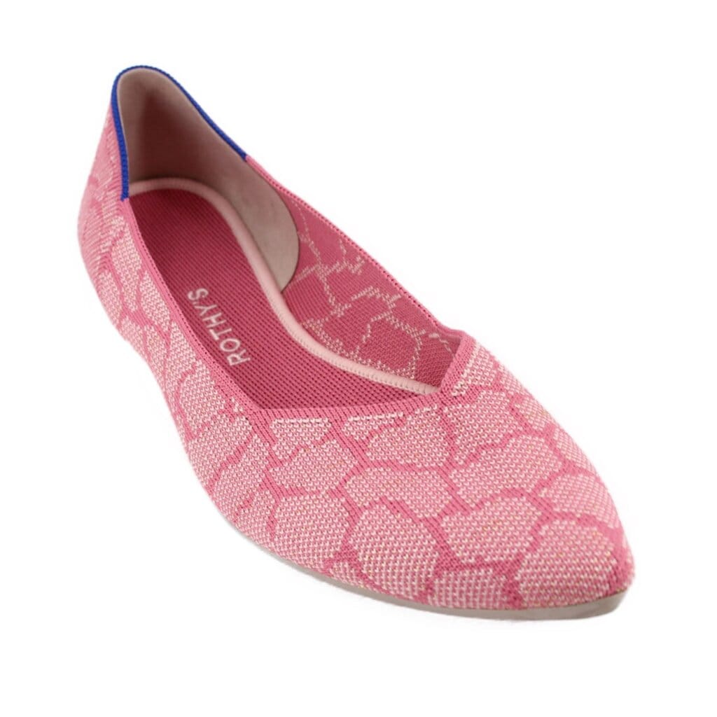 Rothys THE POINT KNIT FLATS PINK 12 US