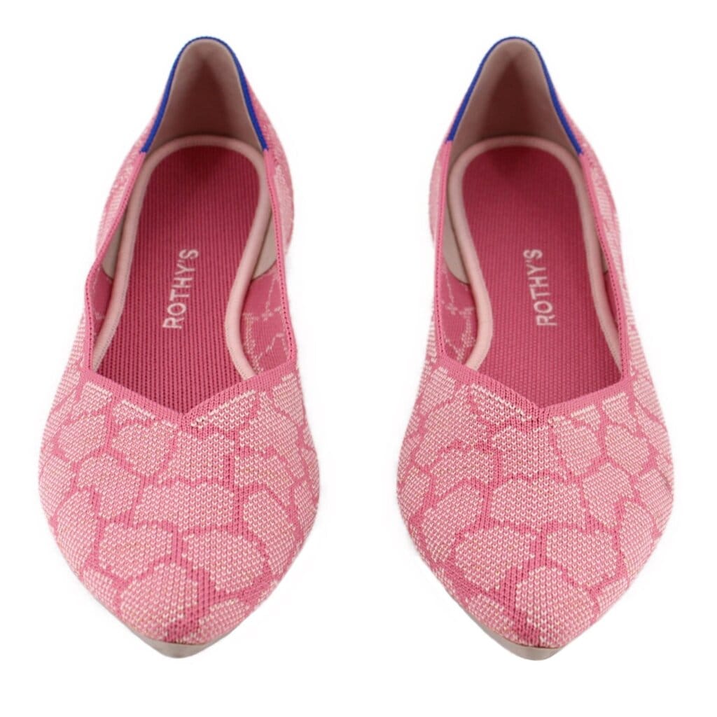 Rothys THE POINT KNIT FLATS PINK 12 US