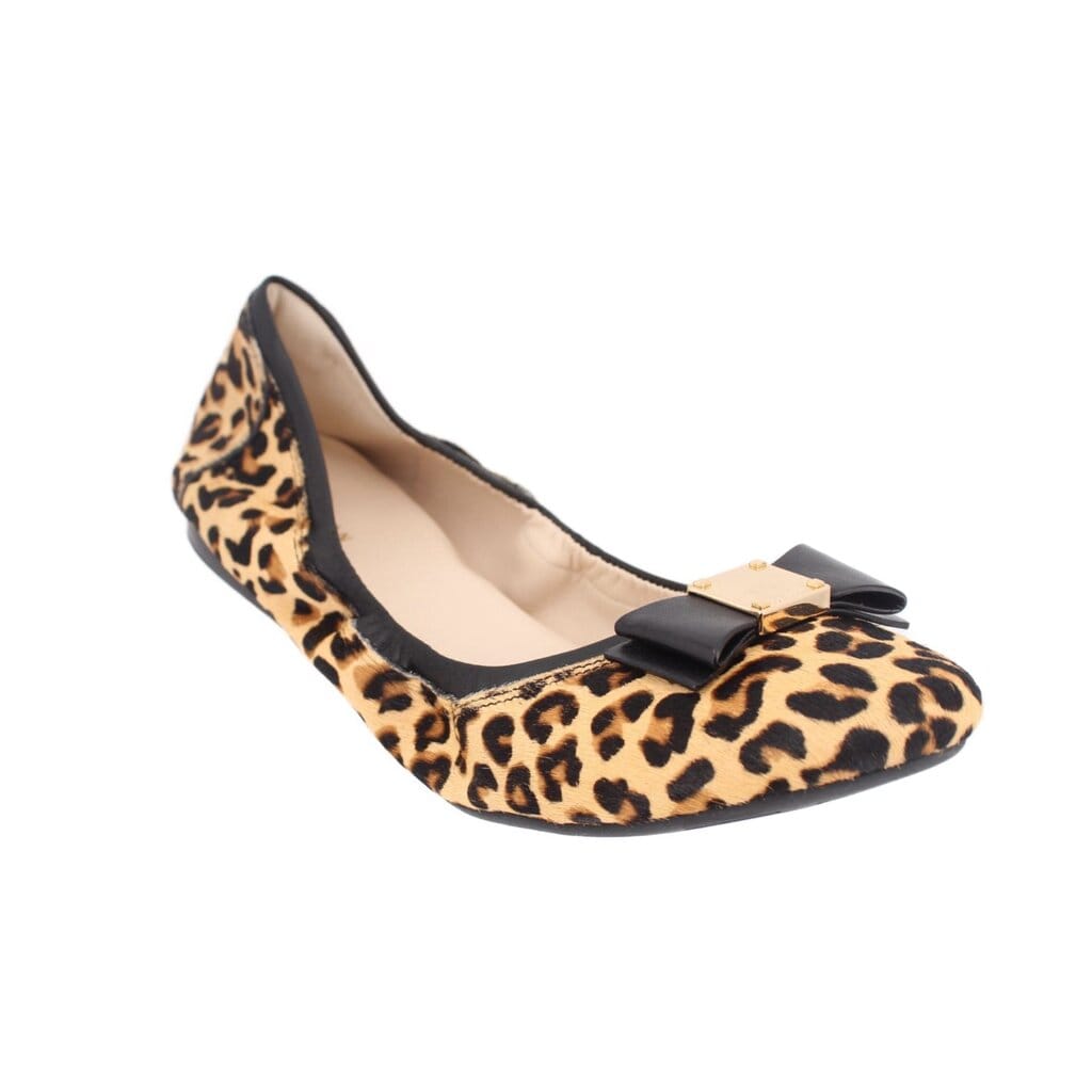 COLE HAAN LEOPARD FLATS TAN 10 US