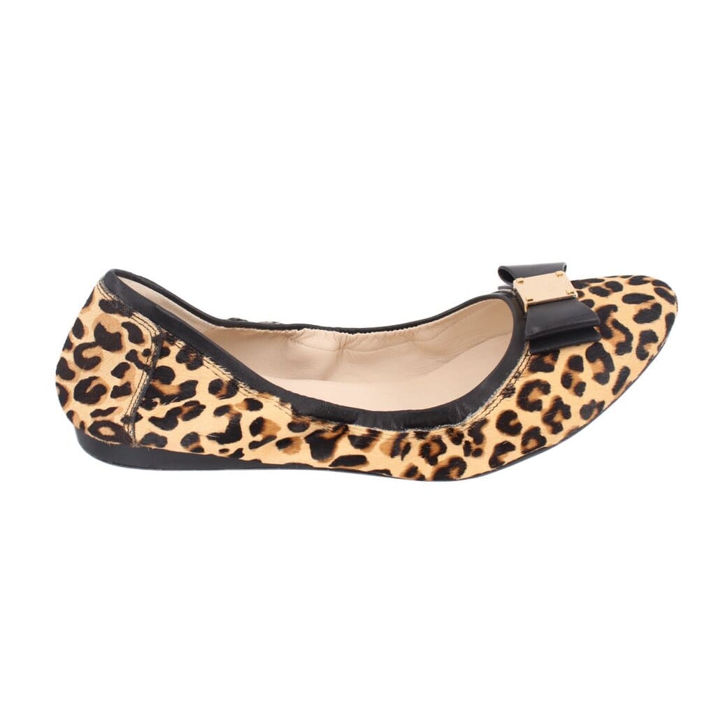 COLE HAAN LEOPARD FLATS TAN 10 US