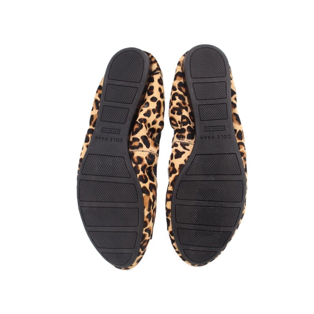 COLE HAAN LEOPARD FLATS TAN 10 US