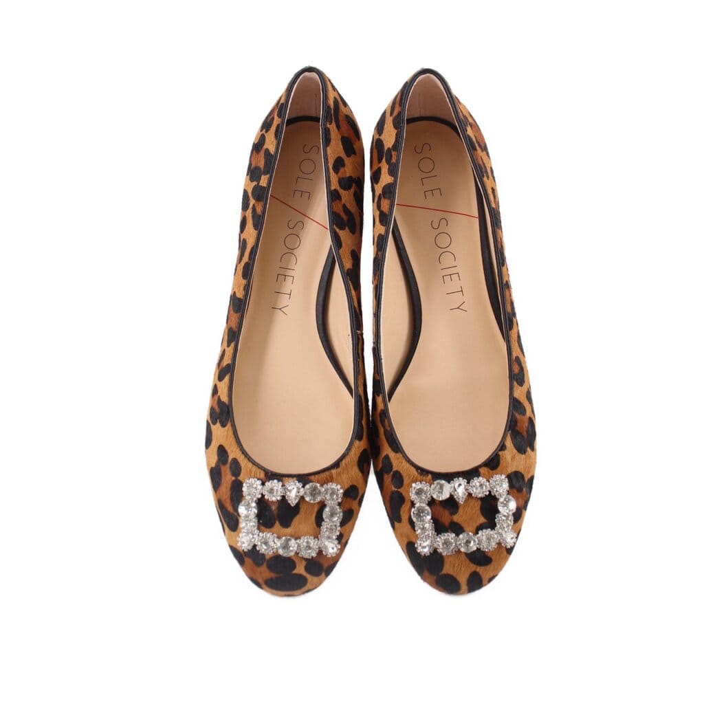 SOLE Society FUR FLATS BROWN 10 US